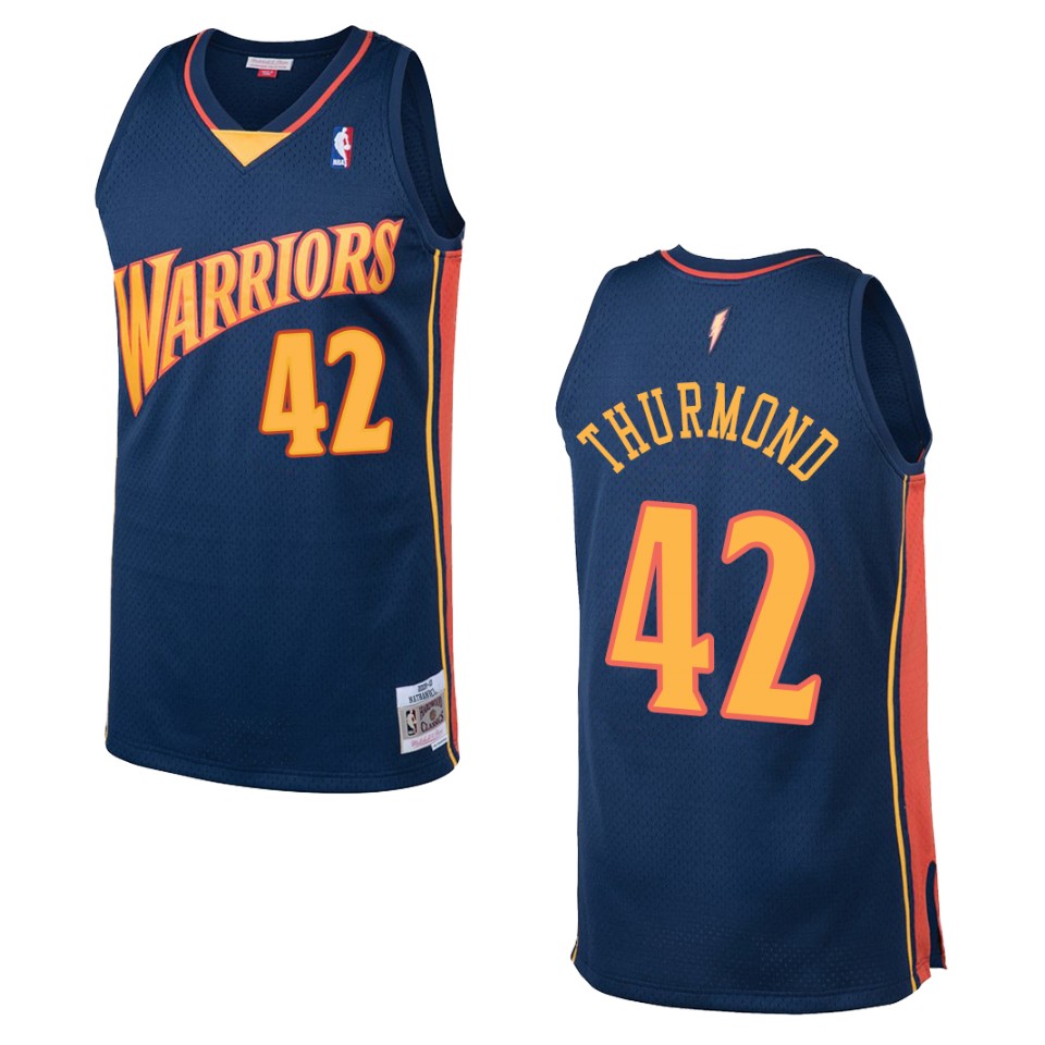 Men's Golden State Warriors #42 Nathaniel Thurmond Hardwood Classics Swingman Basketball Jersey - Navy