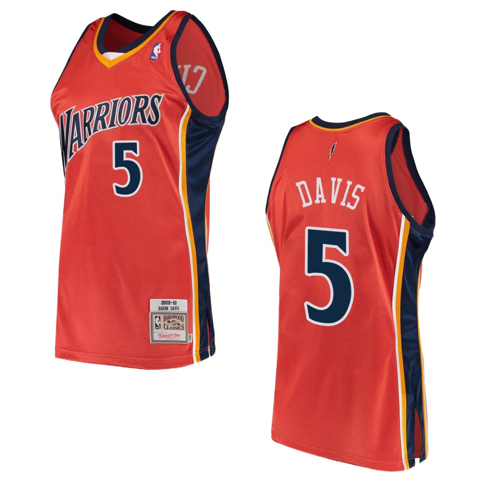 Men's Golden State Warriors #5 Baron Davis Hardwood Classics Swingman Basketball Jersey - Orange