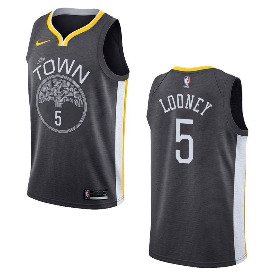 Men's Golden State Warriors 5 Kevon Looney Statement Swingman Basketball Jersey - Black - JS604 