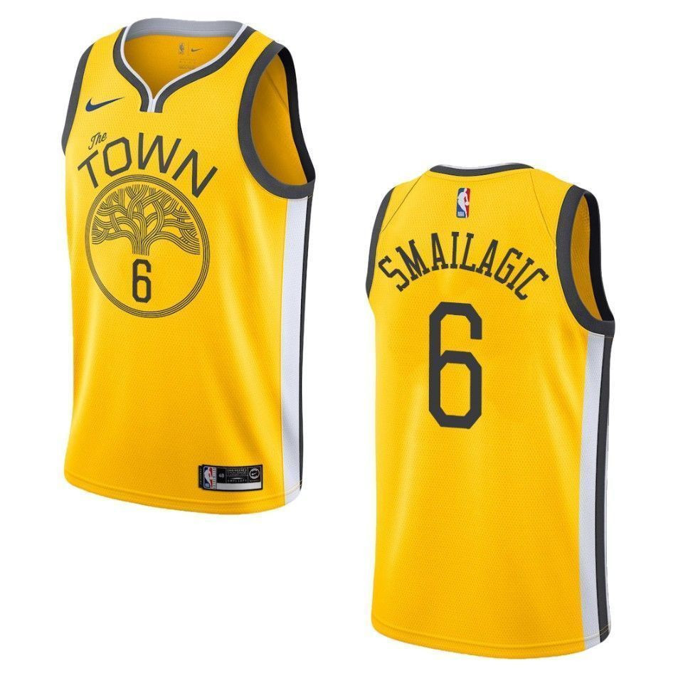 Men's Golden State Warriors 6 Alen Smailagic Earned Swingman Basketball Jersey - Yellow - JS455 