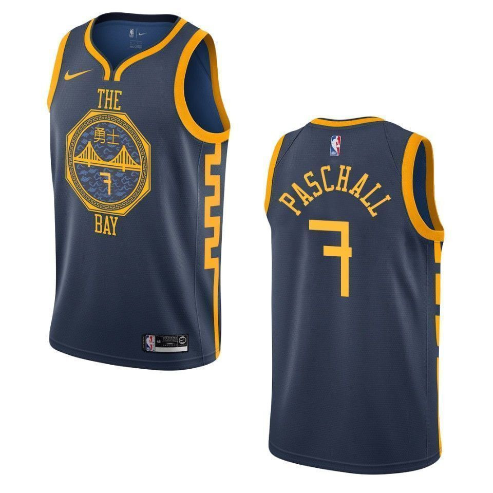Men's Golden State Warriors 7 Eric Paschall City Swingman Basketball Jersey - Navy - JS122 