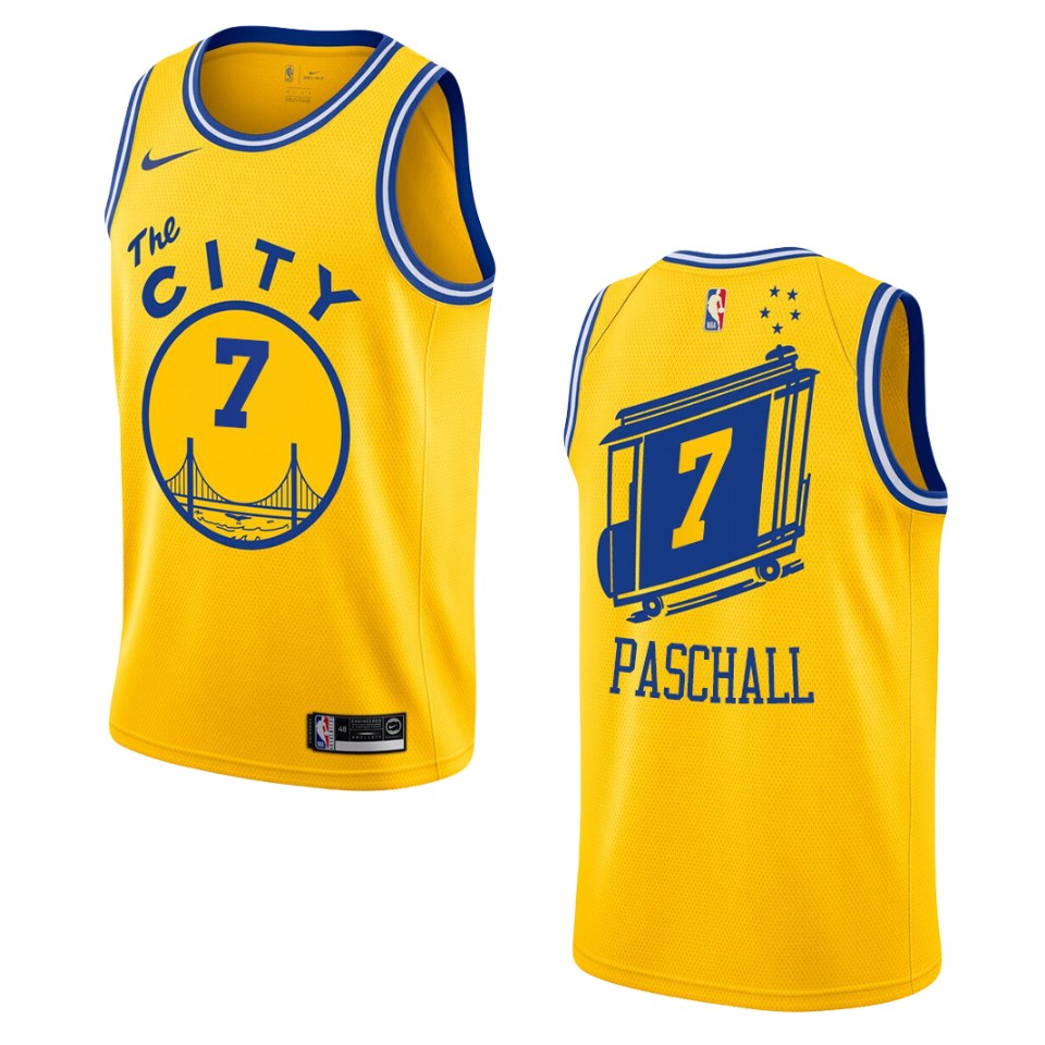Men's Golden State Warriors #7 Eric Paschall Hardwood Classics Swingman Basketball Jersey - Gold