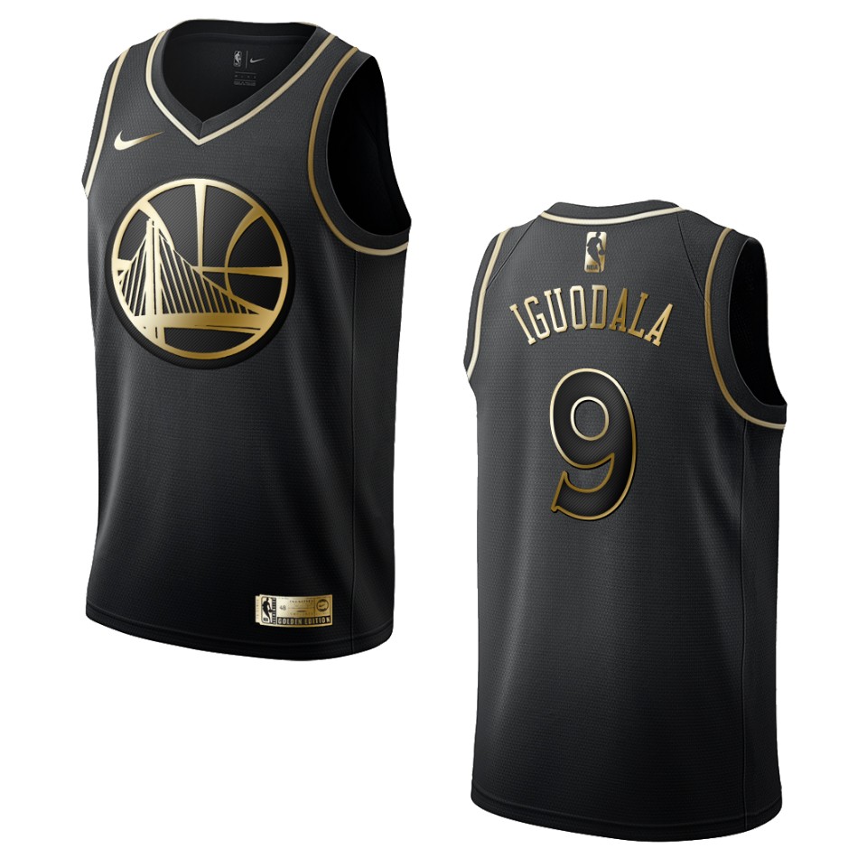 Men’s Golden State Warriors #9 Andre Iguodala Golden Edition Basketball Jersey – Black