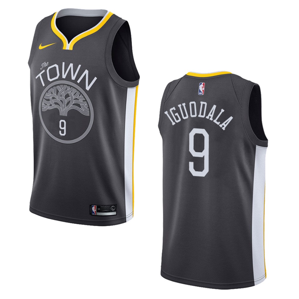 Men's Golden State Warriors #9 Andre Iguodala Statement Swingman Basketball Jersey - Black