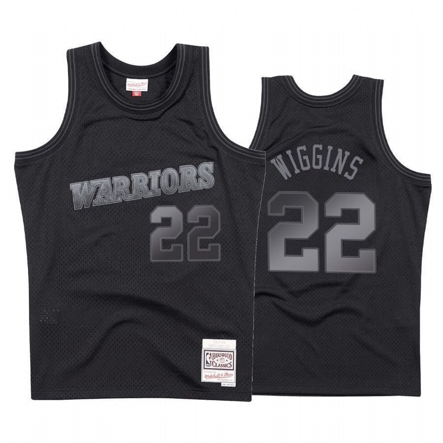 Men's Golden State Warriors Andrew Wiggins 22 Black Tonal Basketball Jersey - JS723 