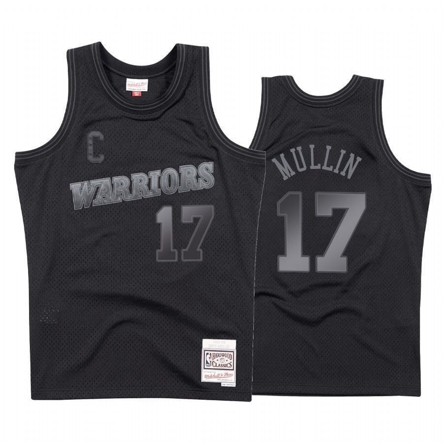 Men's Golden State Warriors Chris Mullin 17 Black Tonal Basketball Jersey - JS149 