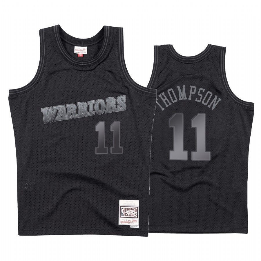 Men's Golden State Warriors Klay Thompson 11 Black Tonal Basketball Jersey - JS660 