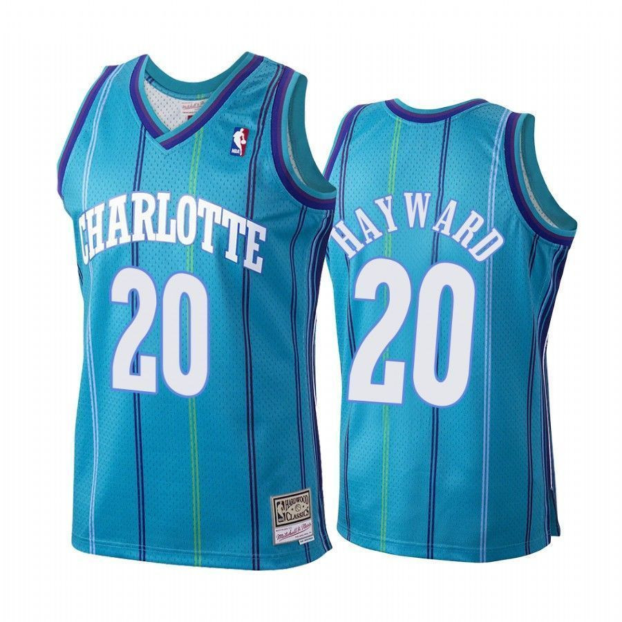 Men's Gordon Hayward 20 Charlotte Hornets Hardwood Classics Basketball Jersey Teal - JS944 