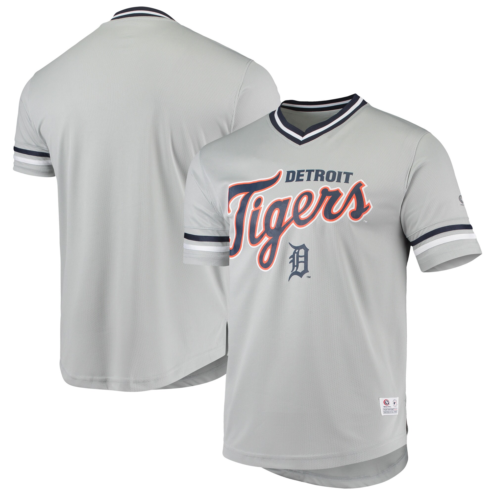Men's Gray Detroit Tigers Replica V-neck Baseball Jersey