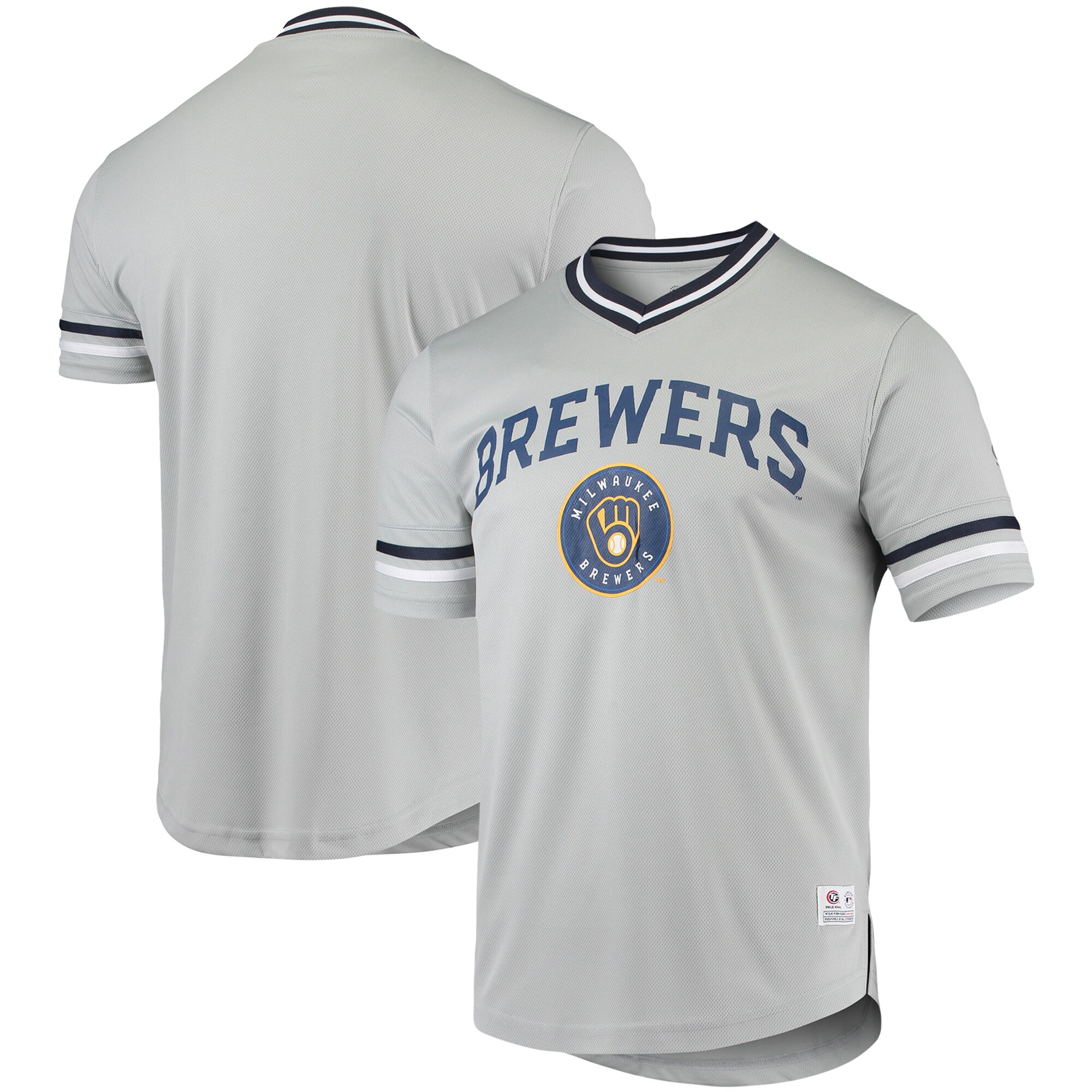 Men's Gray Milwaukee Brewers Replica V-neck Jersey