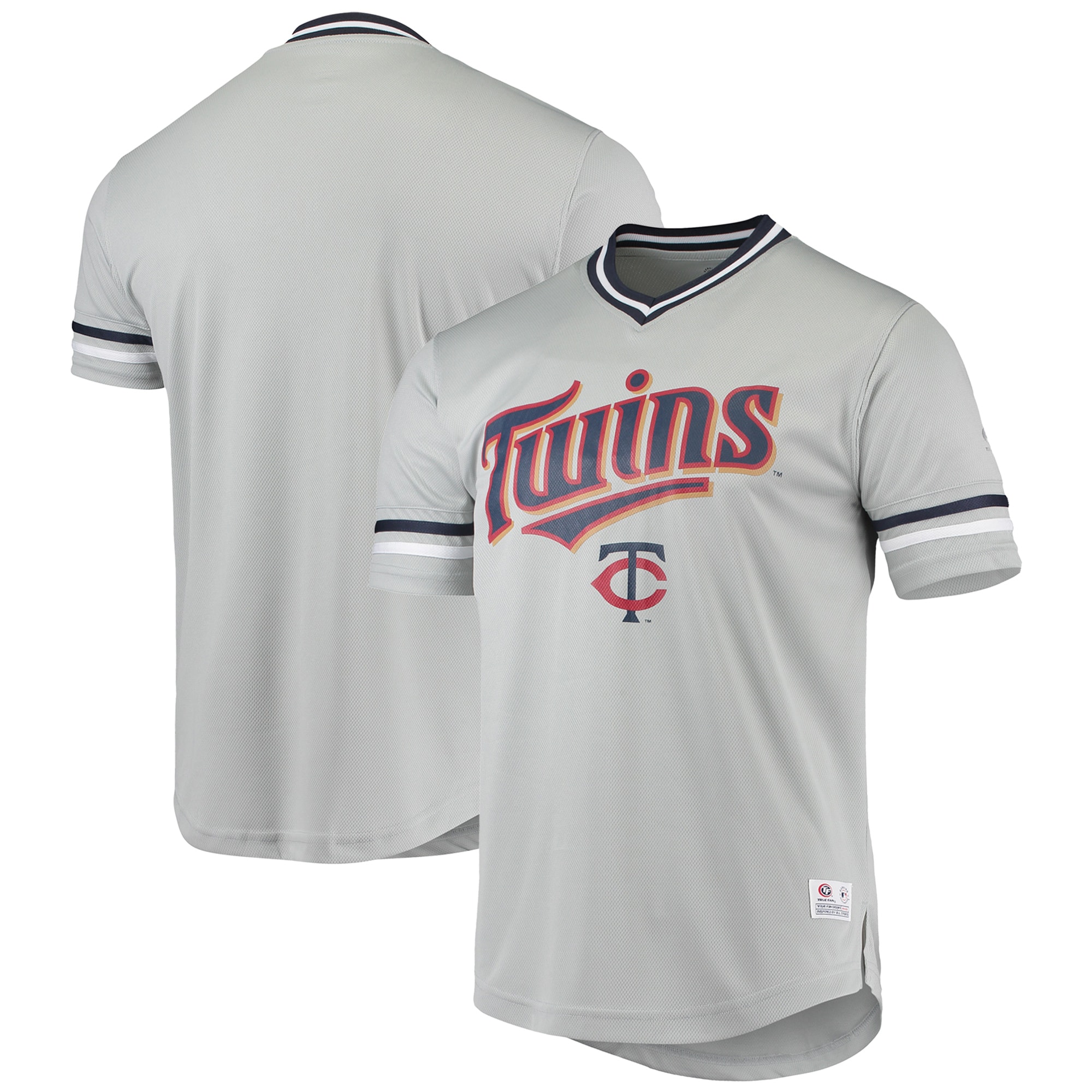 Men's Gray Minnesota Twins Replica V-neck Baseball Jersey