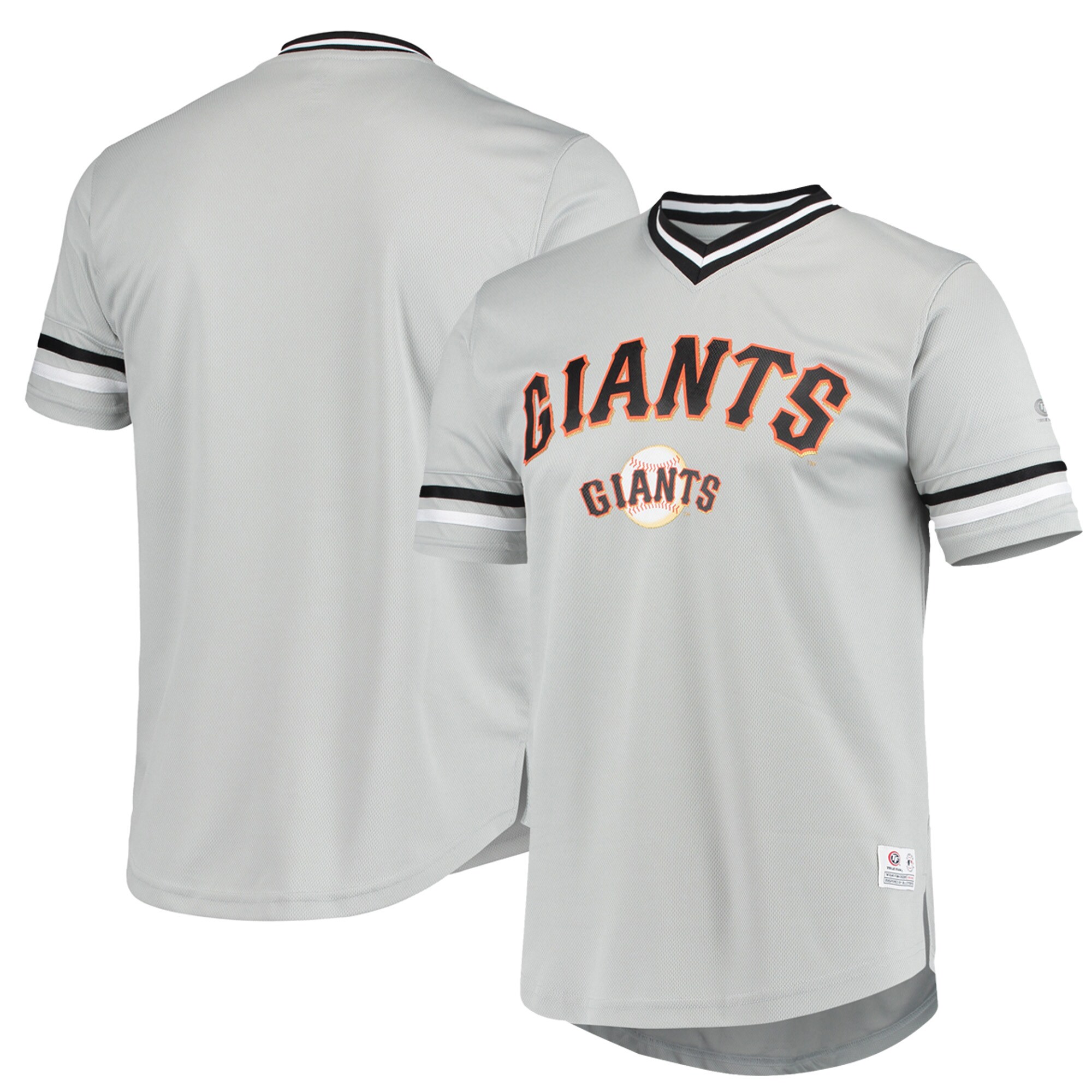 Alternative view of Men's Gray San Francisco Giants Replica V-neck Baseball Jersey