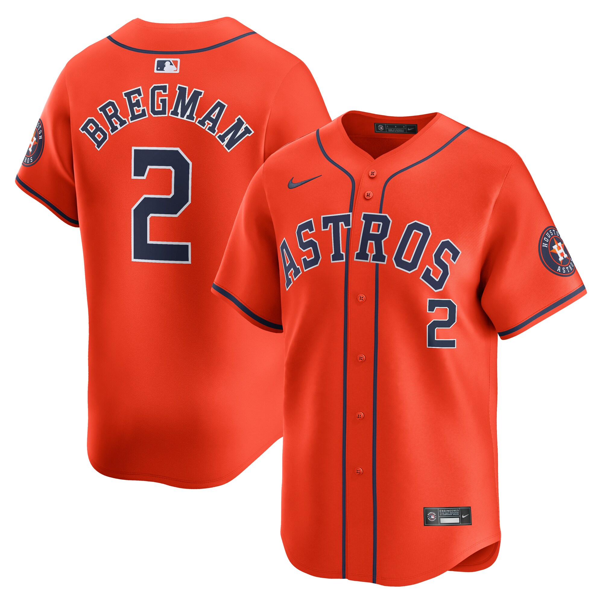 Men's Houston Astros Alex Bregman Orange Alternate Limited Player Baseball Jersey 