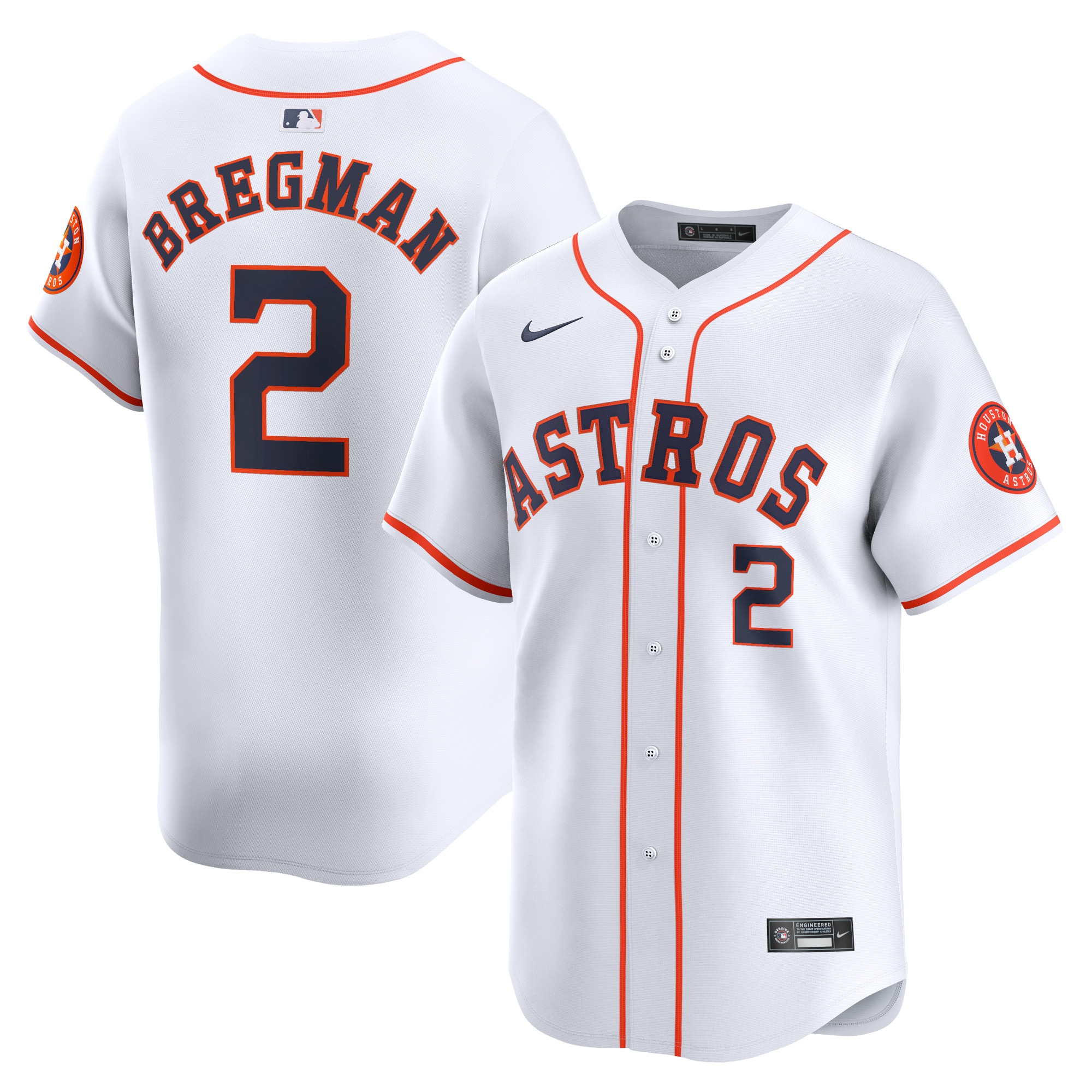 Men's Houston Astros Alex Bregman White Home Limited Player Baseball Jersey 