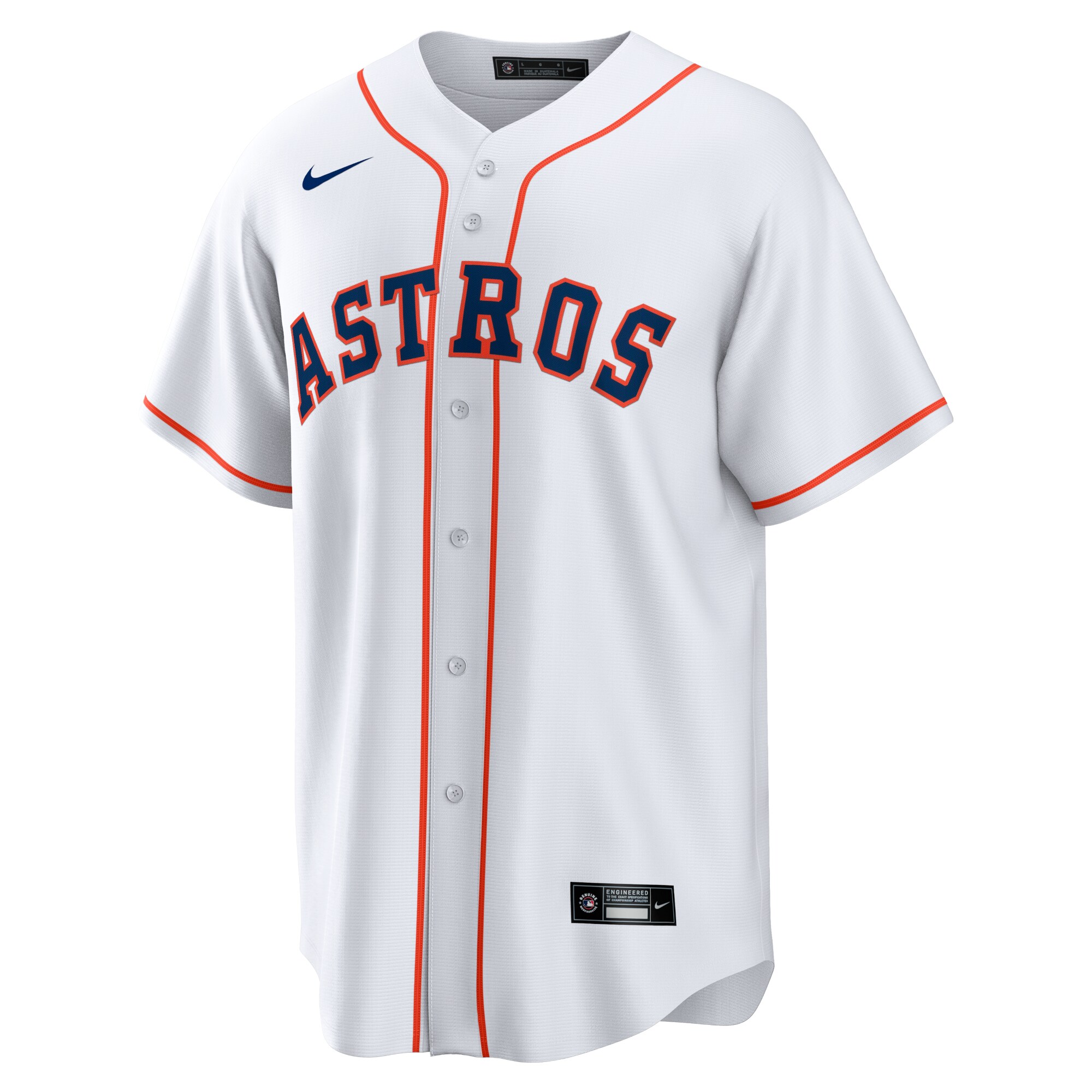Alternative view of Men's Houston Astros Alex Bregman White Home Player Name Baseball Jersey 