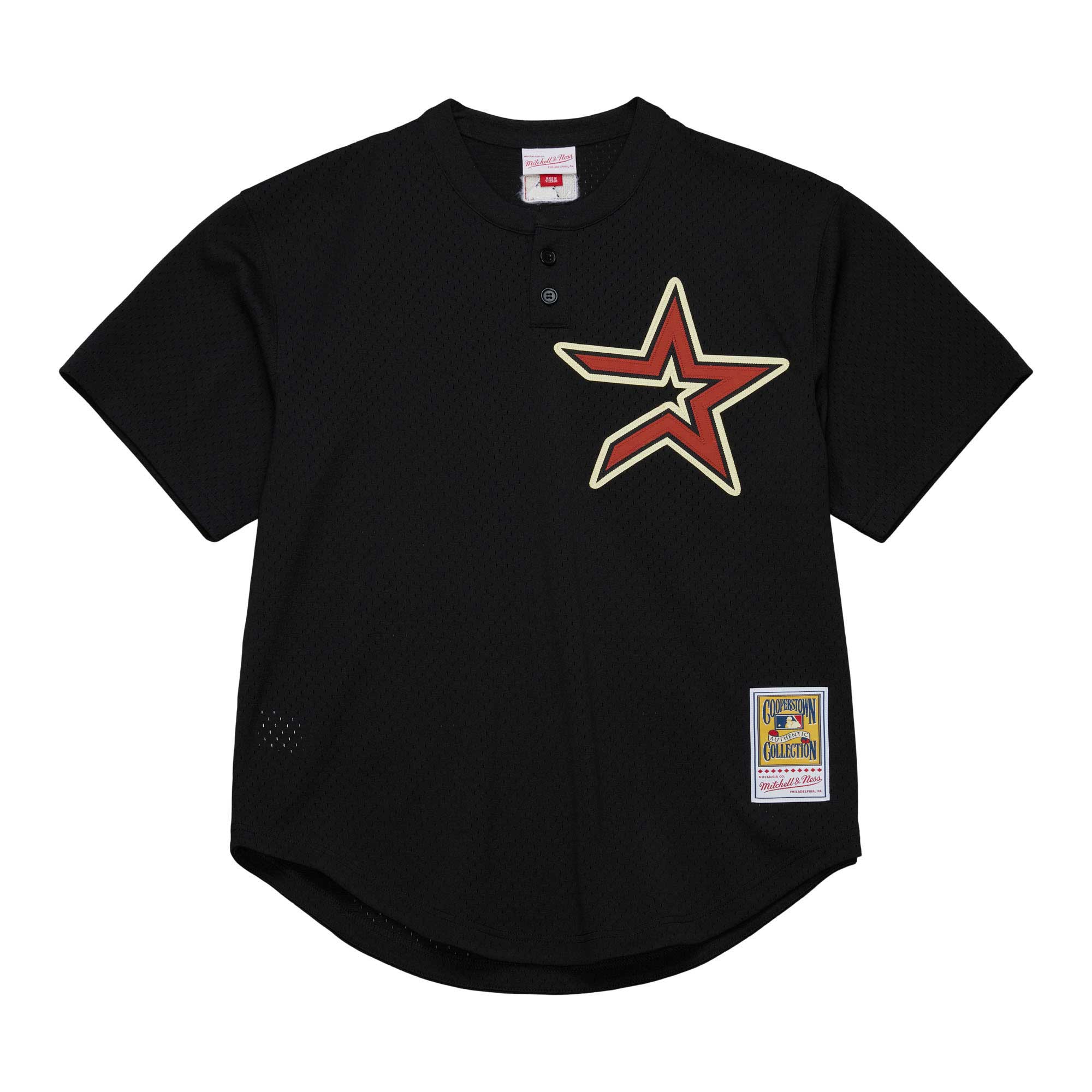 Alternative view of Men's Houston Astros Craig Biggio Mitchell & Ness Black Cooperstown Collection Mesh Batting Practice Baseball Jersey