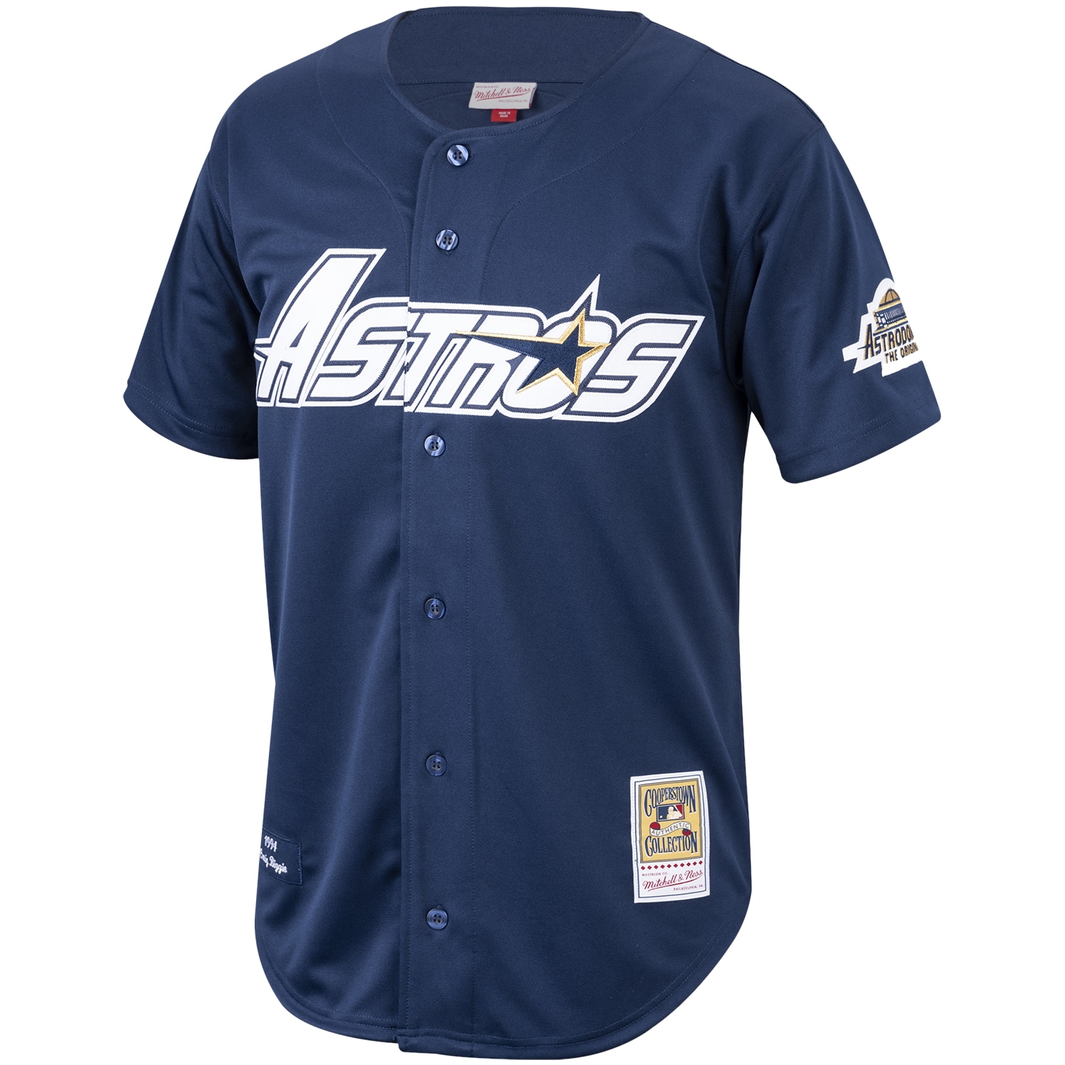 Alternative view of Men's Houston Astros Craig Biggio Mitchell & Ness Navy Cooperstown Collection 1994 Baseball Jersey 