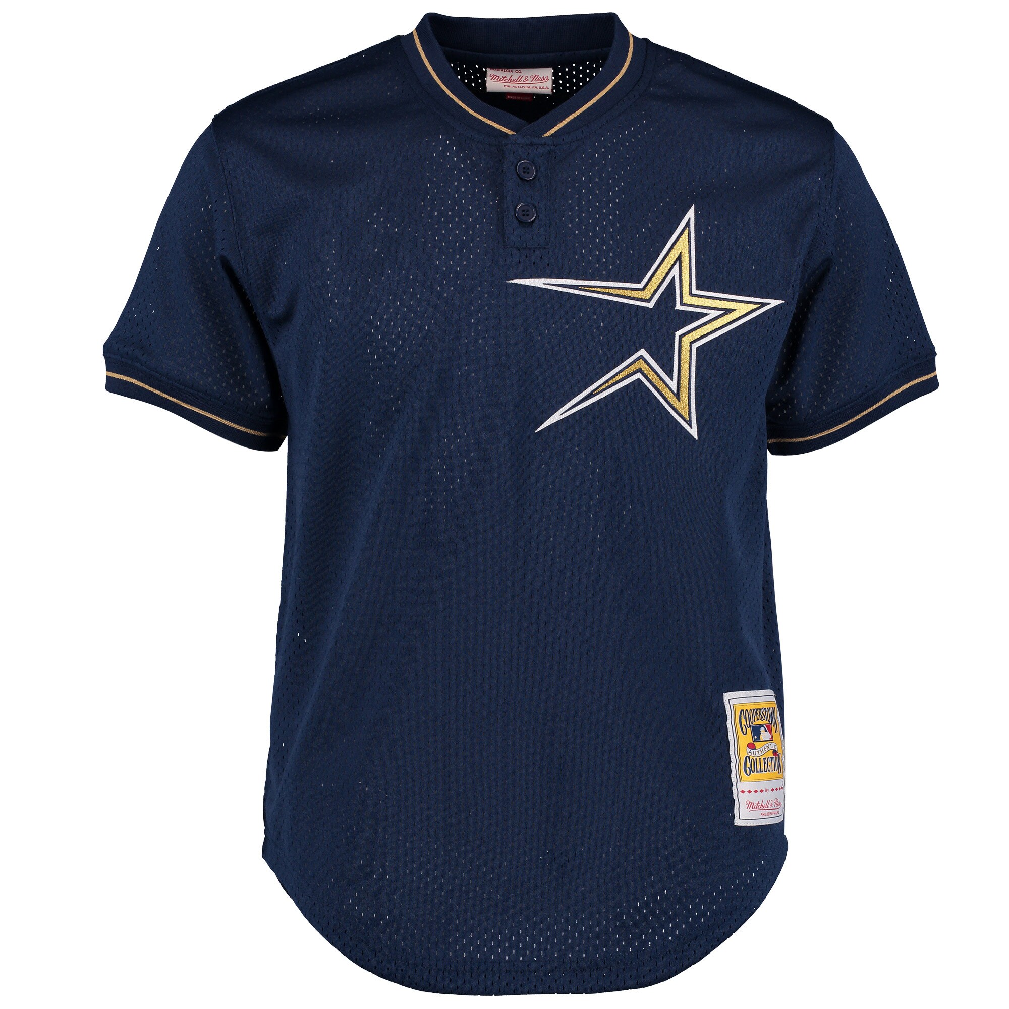 Alternative view of Men's Houston Astros Craig Biggio Mitchell & Ness Navy Cooperstown Collection Batting Practice Baseball Jersey 