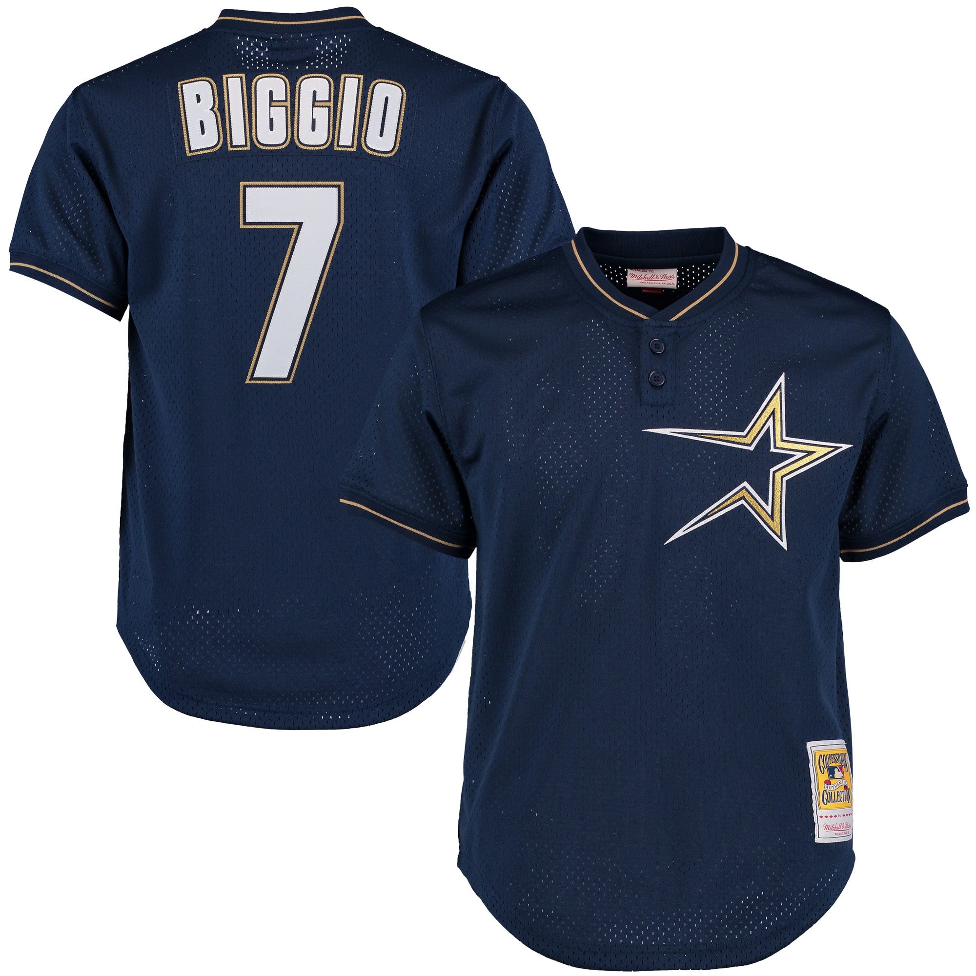 Men's Houston Astros Craig Biggio Mitchell & Ness Navy Cooperstown Collection Batting Practice Baseball Jersey 