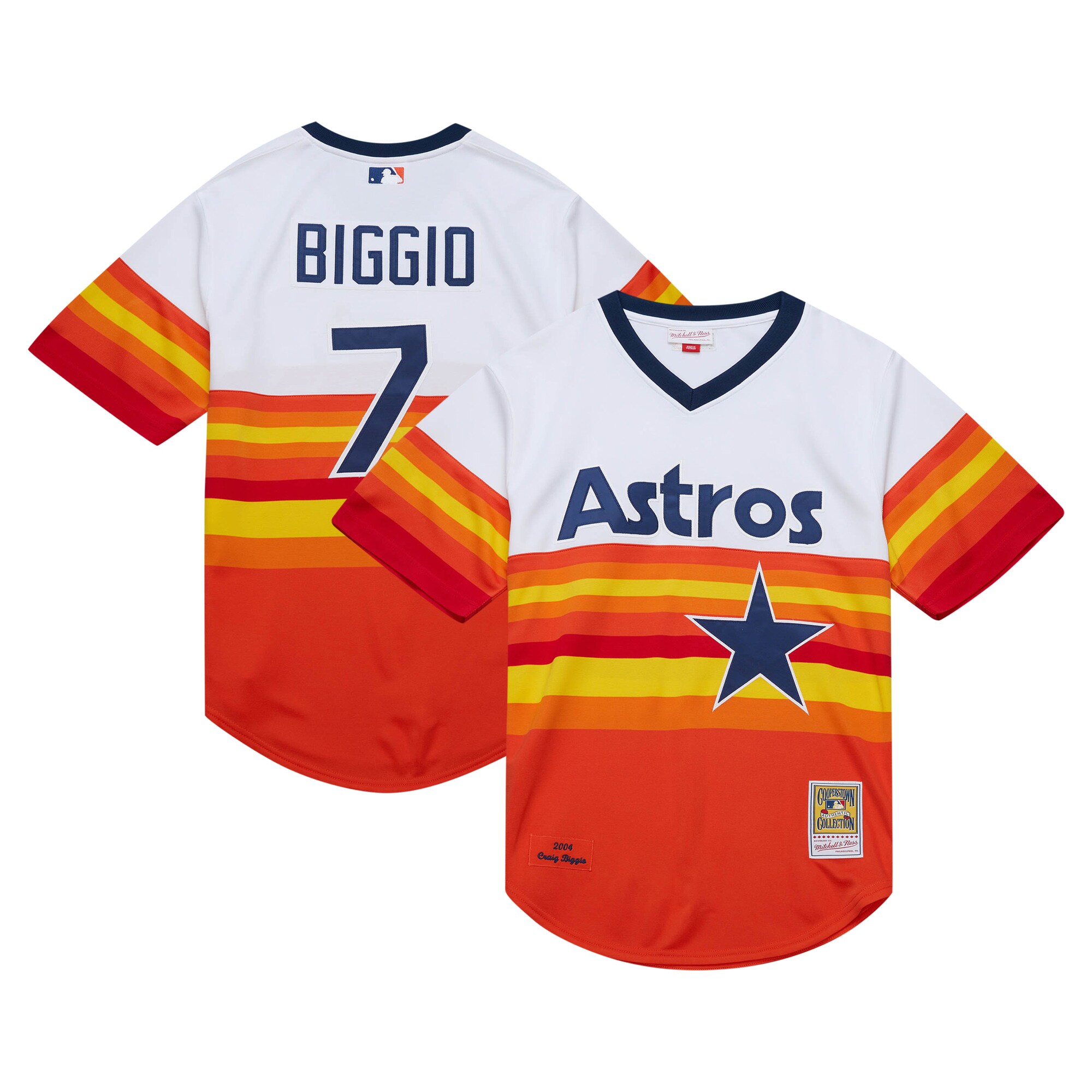 Men's Houston Astros Craig Biggio Mitchell & Ness White 2004 Cooperstown Collection Throwback Baseball Jersey 