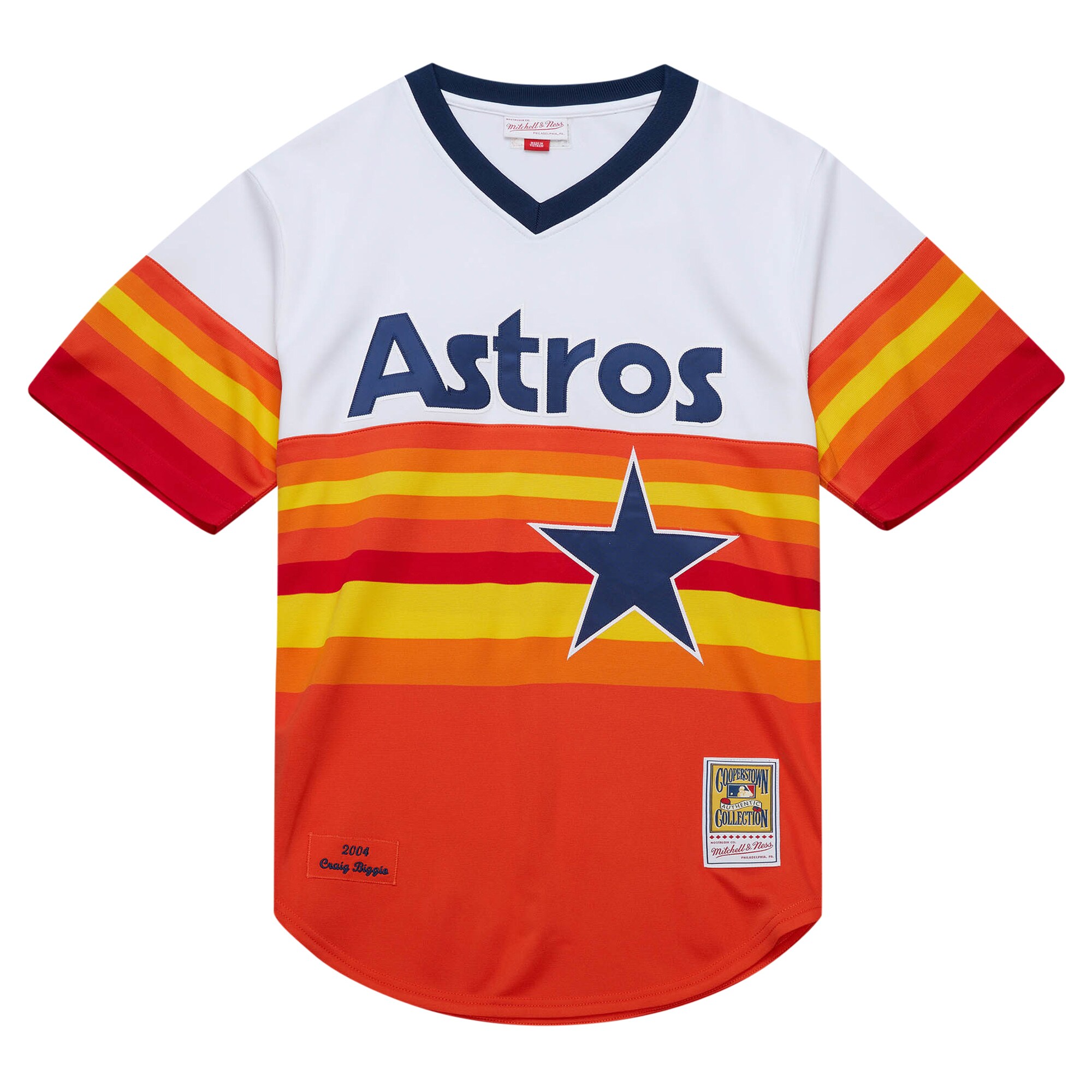 Alternative view of Men's Houston Astros Craig Biggio Mitchell & Ness White 2004 Cooperstown Collection Throwback Baseball Jersey 