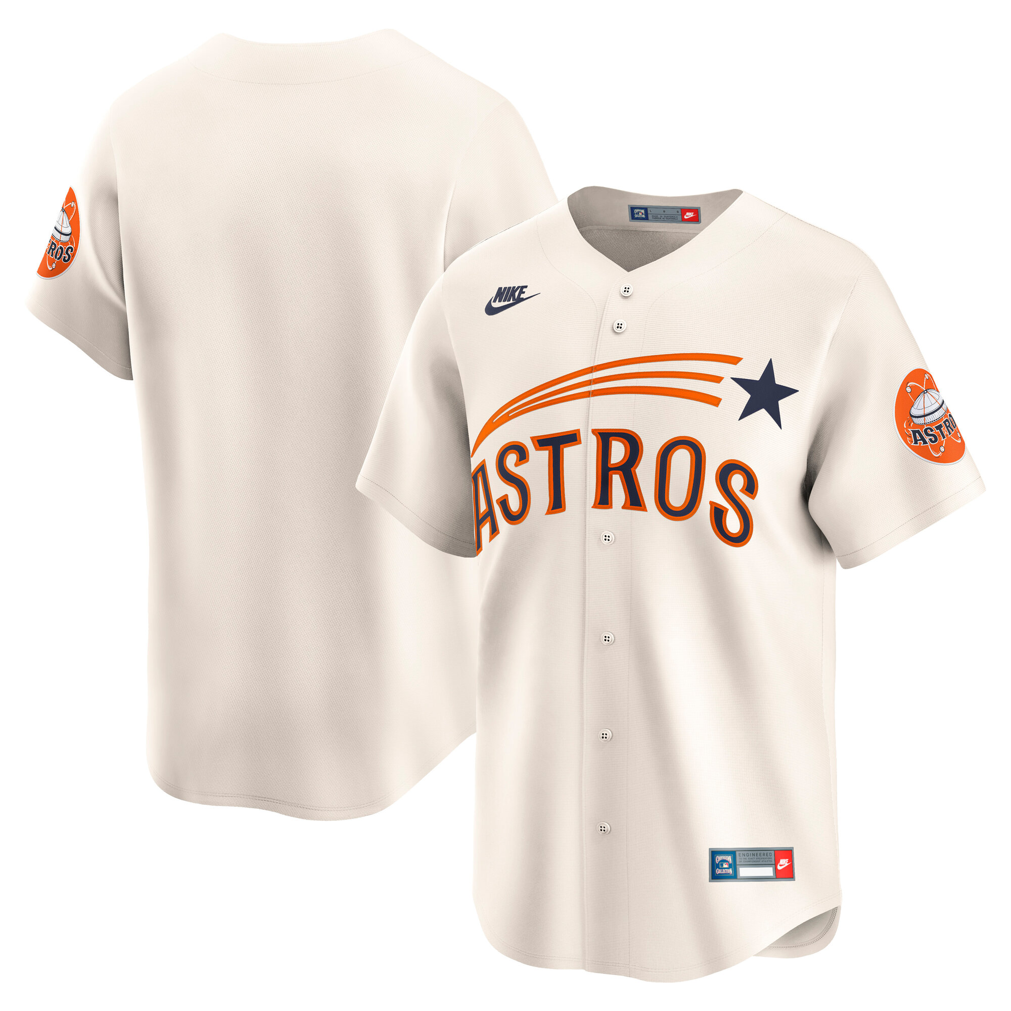 Men's Houston Astros Cream Throwback Cooperstown Collection Limited Baseball Jersey