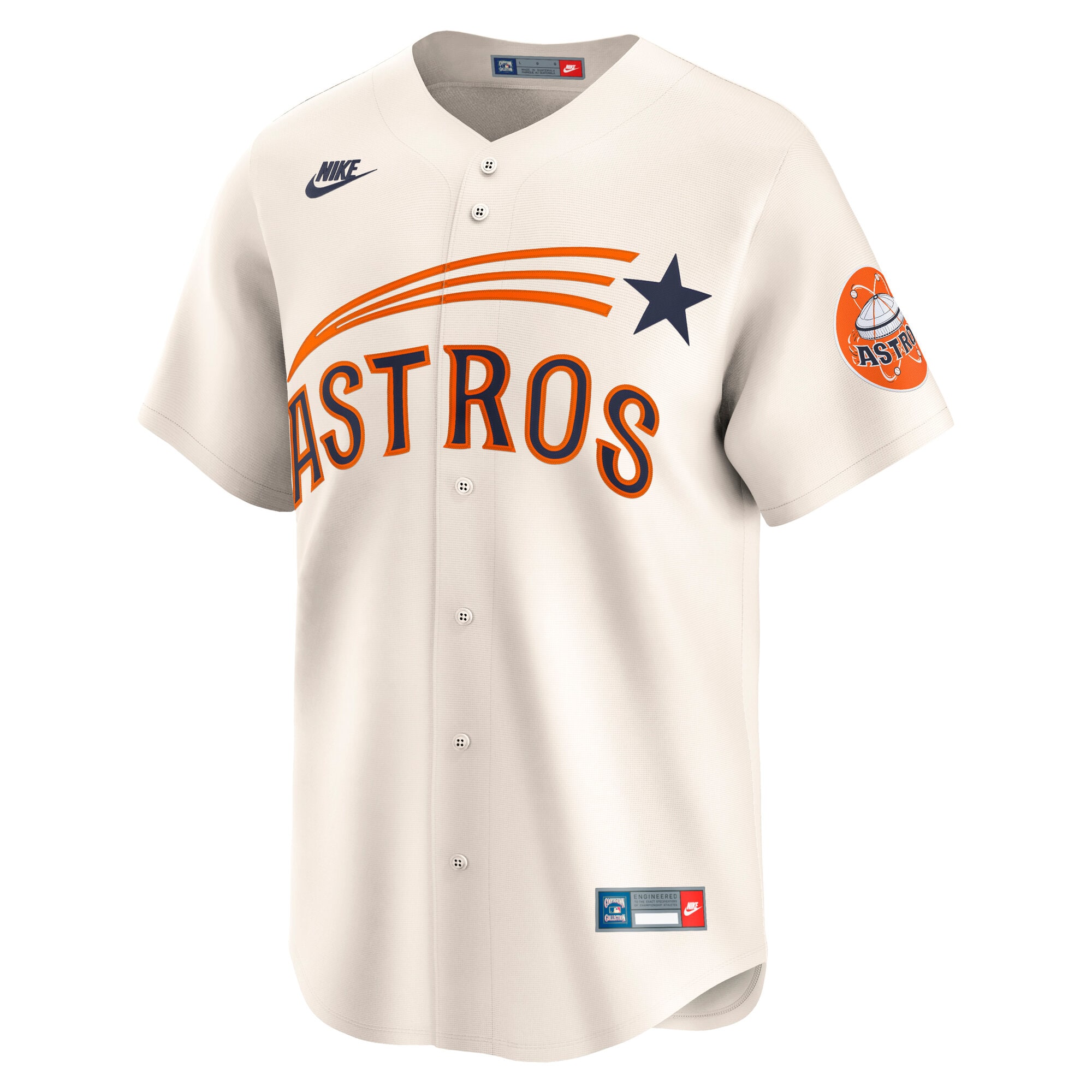 Alternative view of Men's Houston Astros Cream Throwback Cooperstown Collection Limited Baseball Jersey