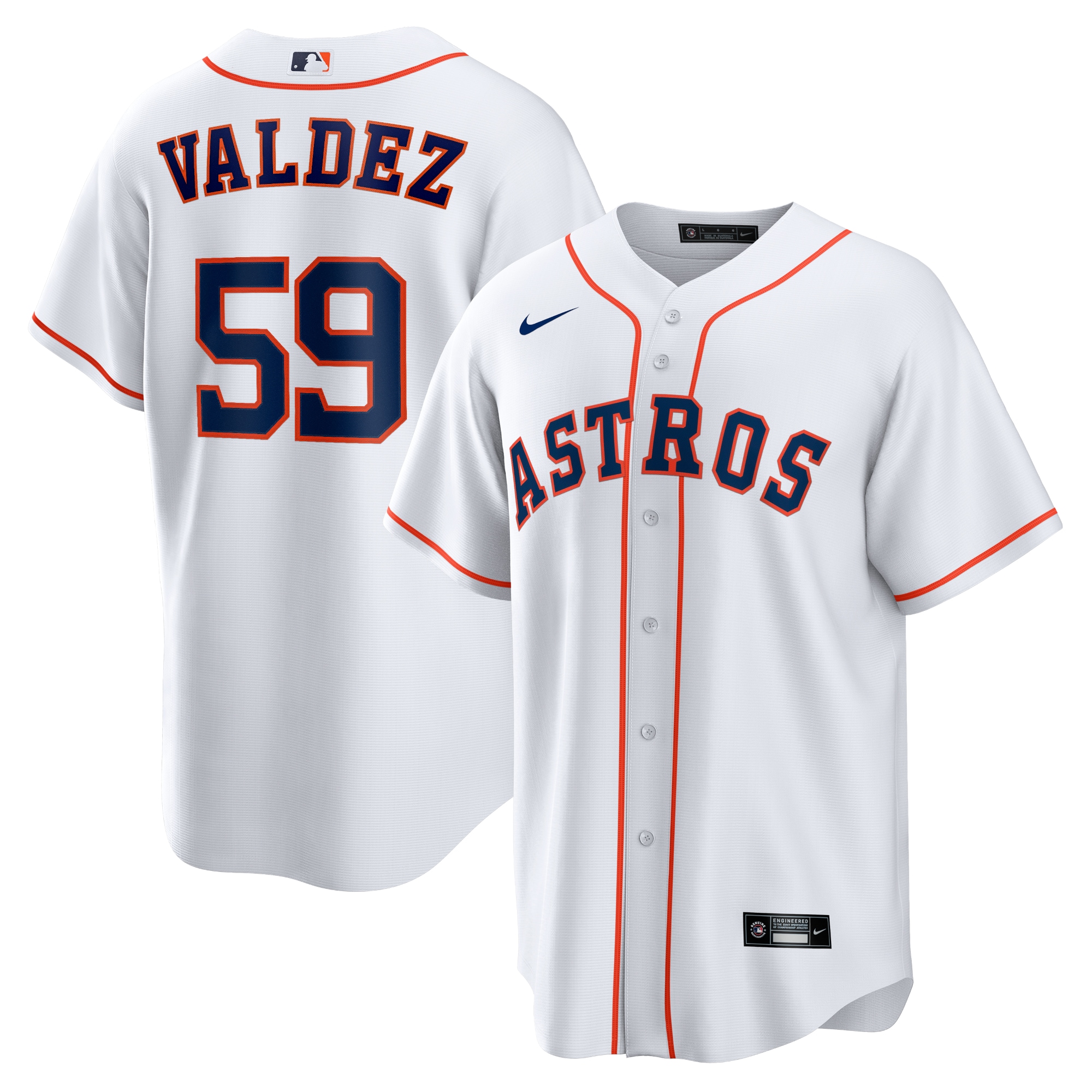 Men's Houston Astros Framber Valdez White Home Baseball Jersey 