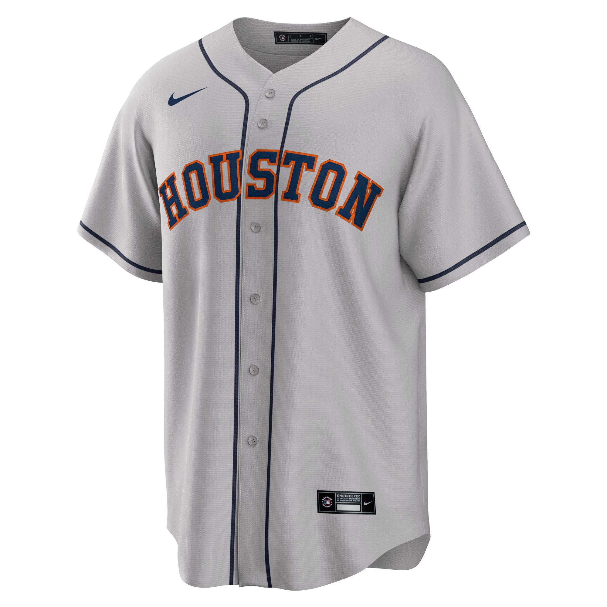 Alternative view of Men's Houston Astros Gray Road Team Baseball Jersey 