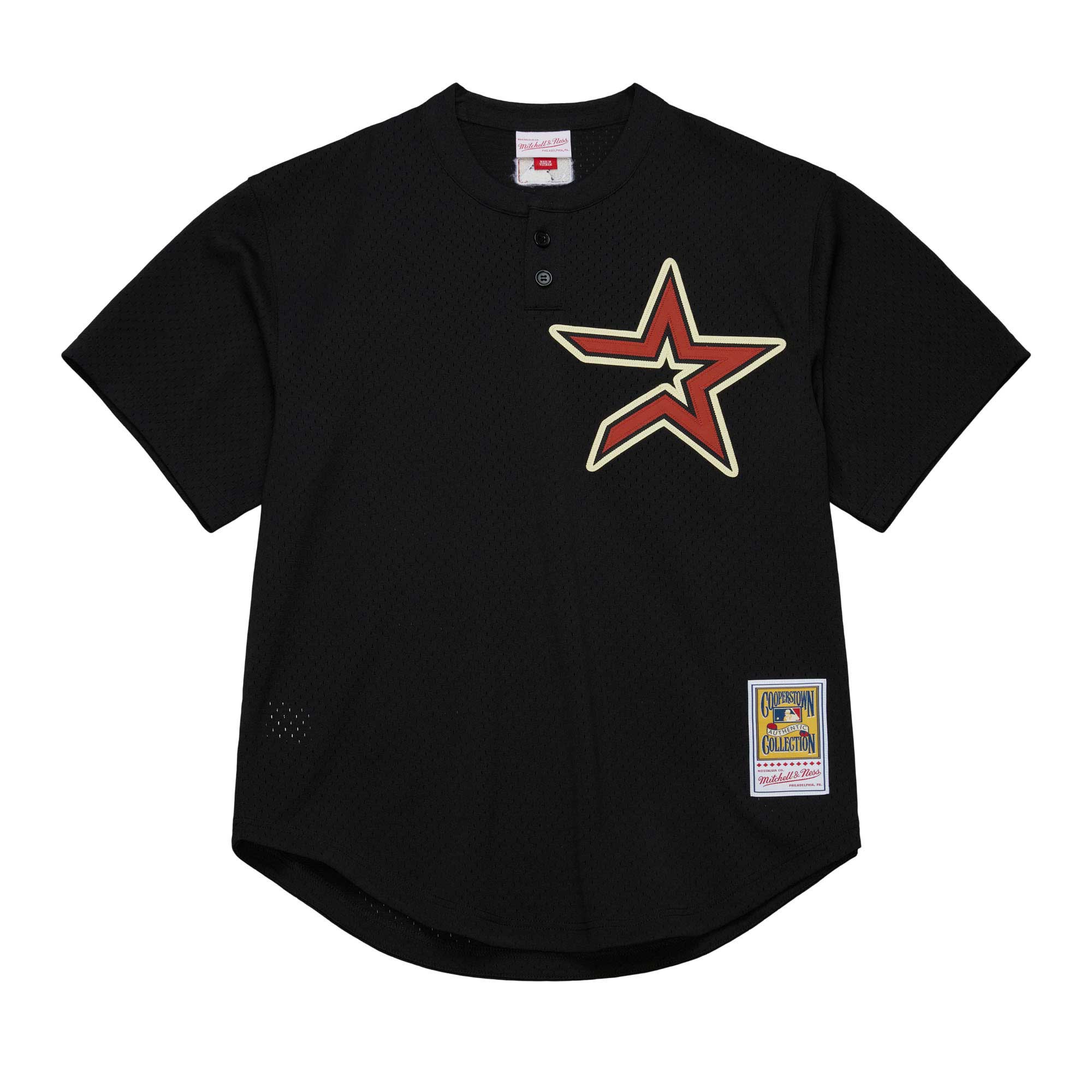 Alternative view of Men's Houston Astros Jeff Bagwell Mitchell & Ness Black Cooperstown Collection Mesh Batting Practice Baseball Jersey 