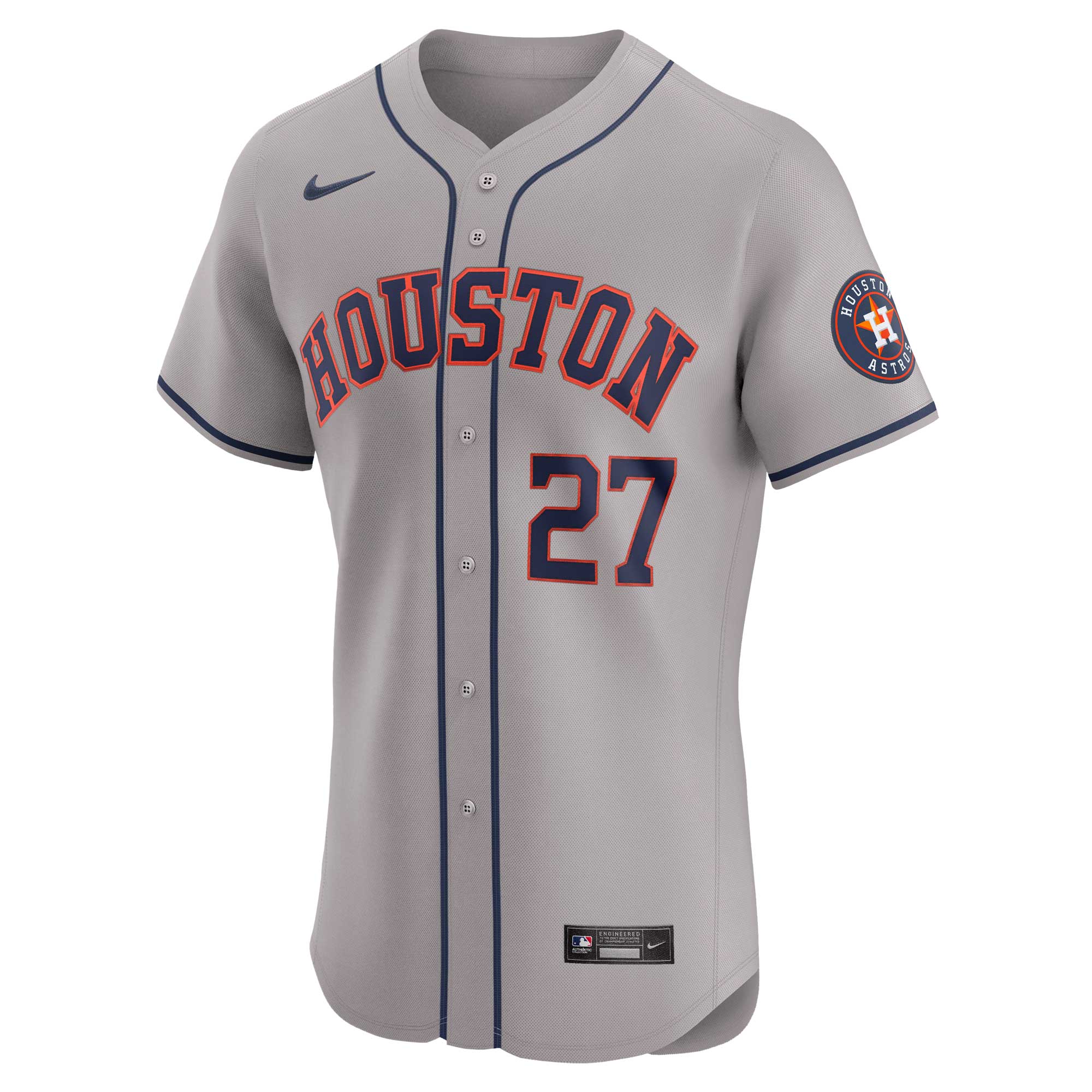 Alternative view of Men's Houston Astros Jose Altuve Gray Road Elite Player Baseball Jersey 