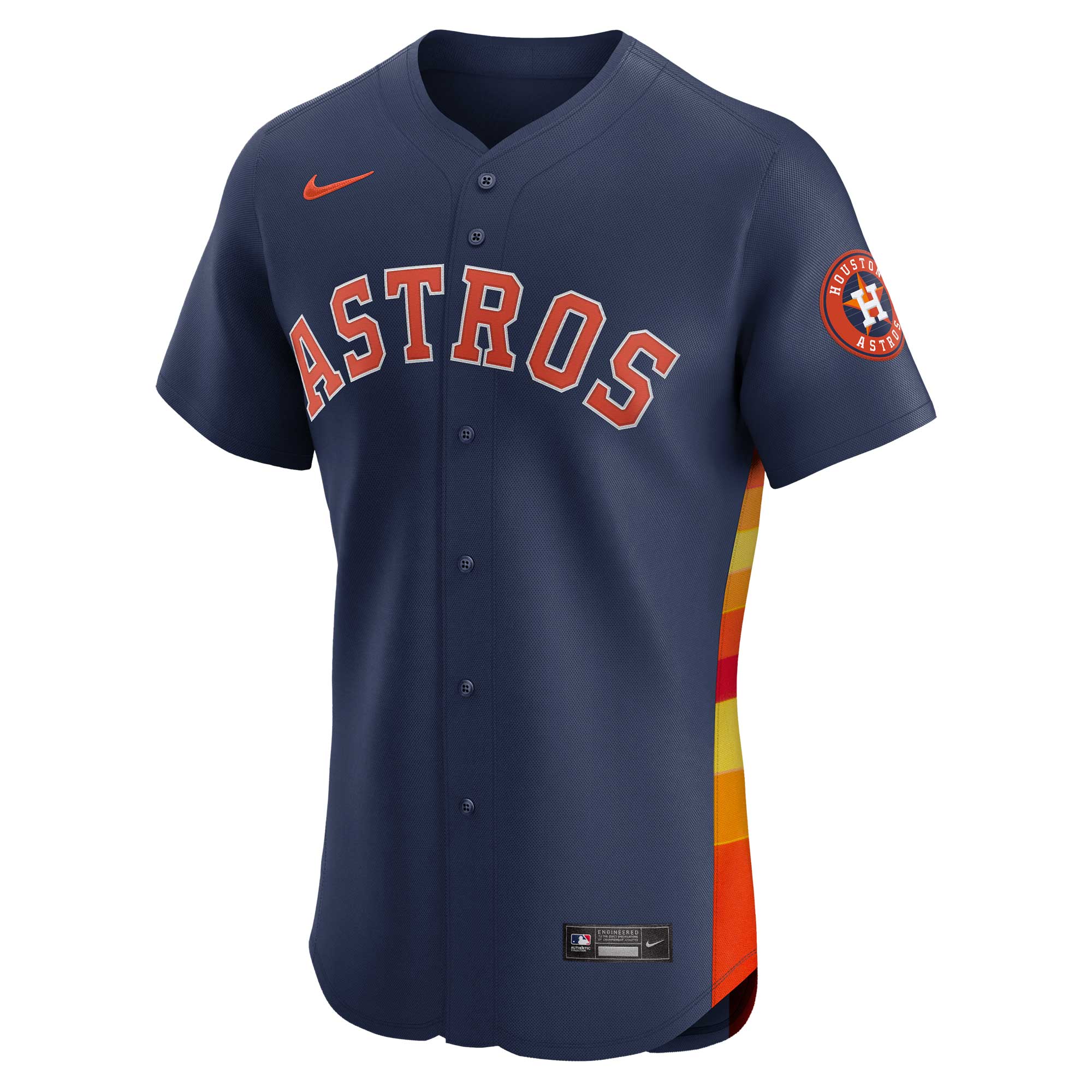 Alternative view of Men's Houston Astros Jose Altuve Navy Alternate Elite Player Baseball Jersey 