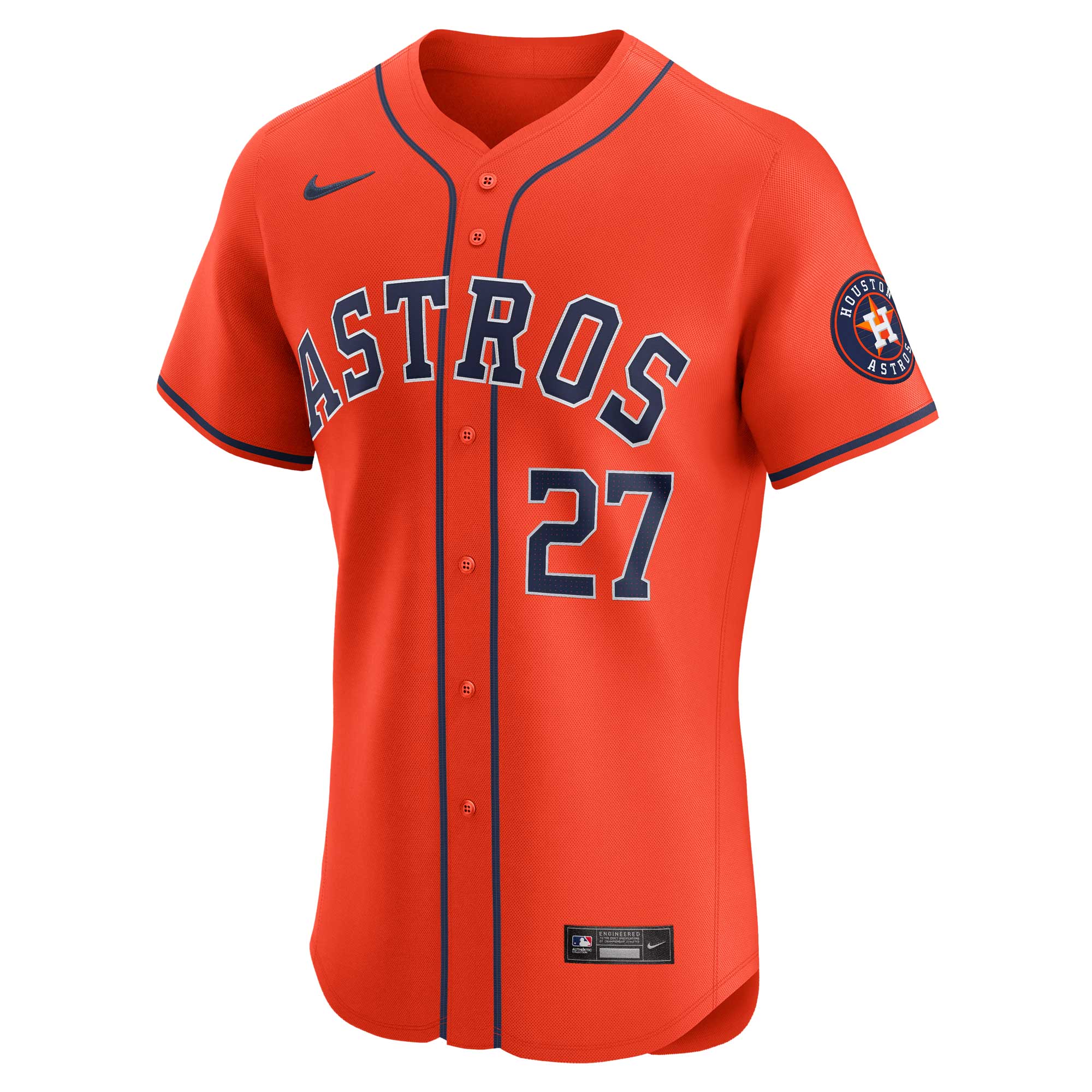 Alternative view of Men's Houston Astros Jose Altuve Orange Alternate Elite Player Baseball Jersey 