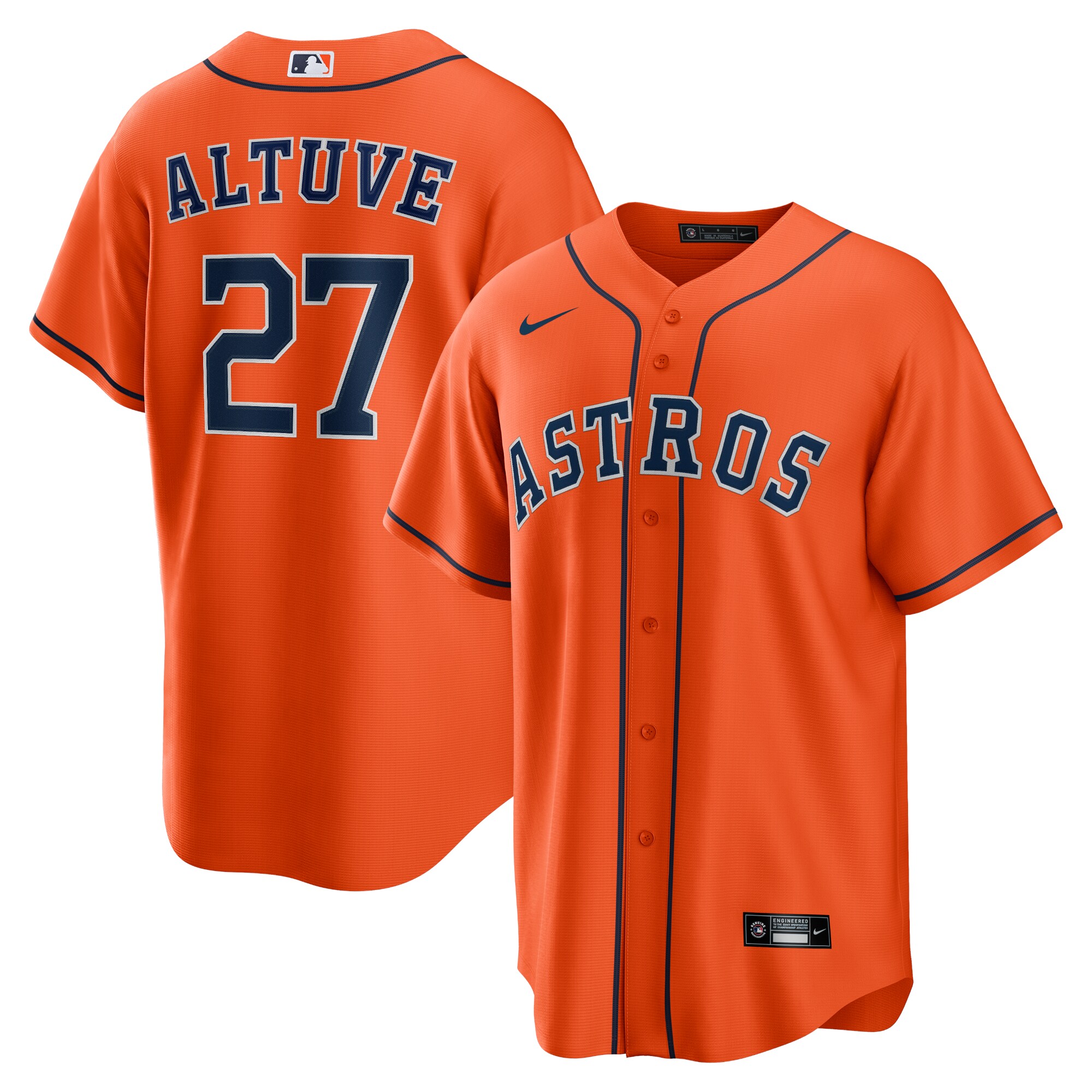 Men's Houston Astros Jose Altuve Orange Alternate Player Name Baseball Jersey 