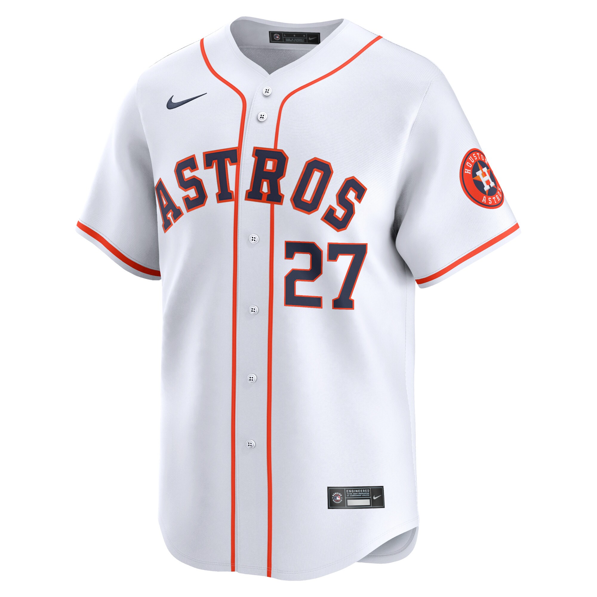 Alternative view of Men's Houston Astros Jose Altuve White Home Limited Player Baseball Jersey 