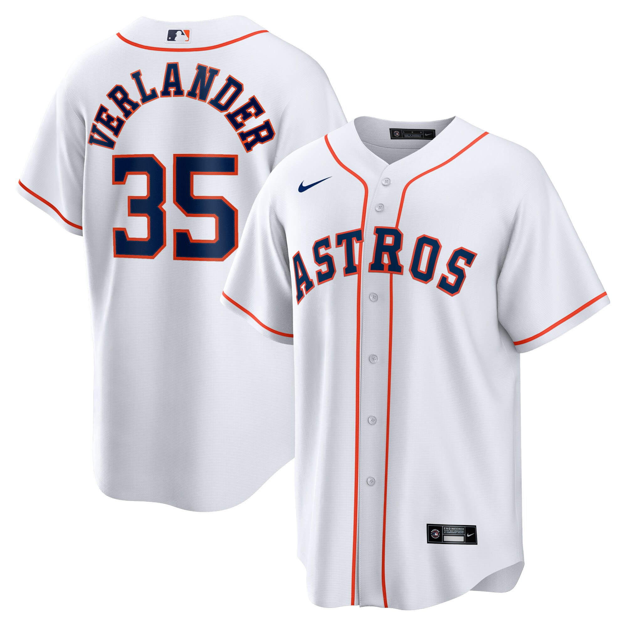 Men's Houston Astros Justin Verlander White Home Player Name Baseball Jersey 