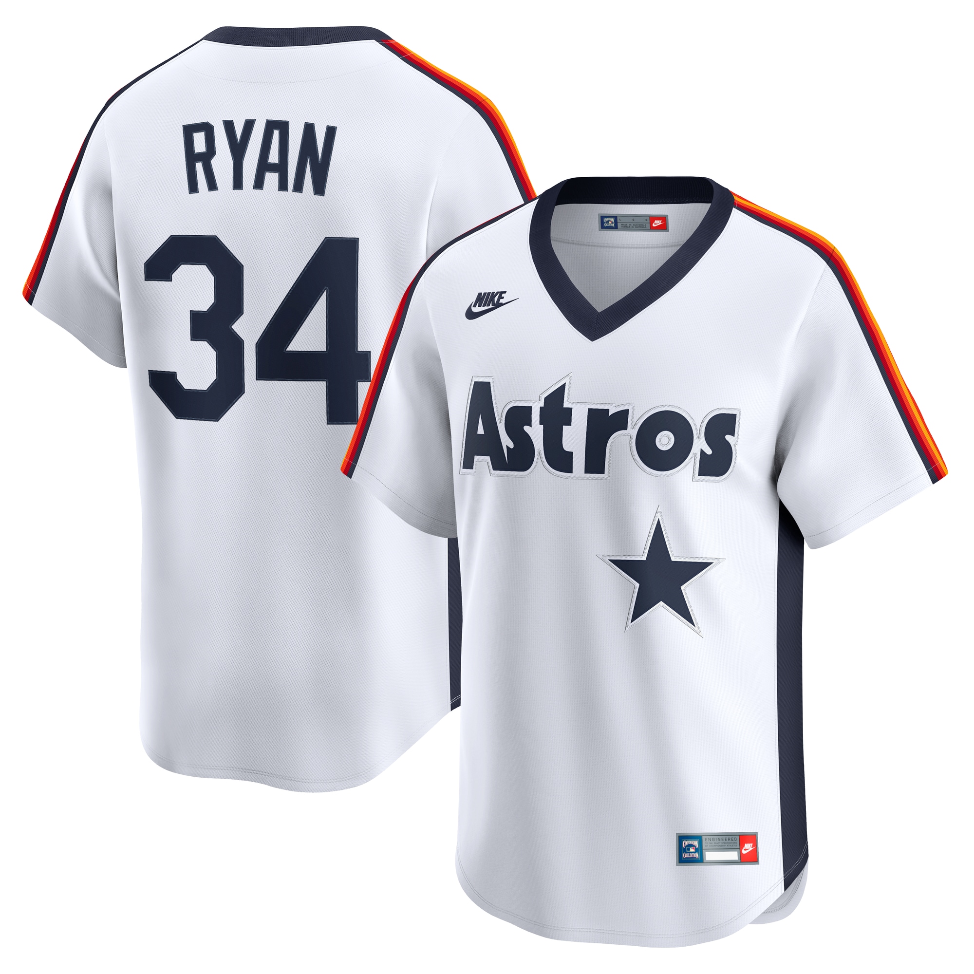 Men's Houston Astros Nolan Ryan White Throwback Cooperstown Collection Limited Baseball Jersey