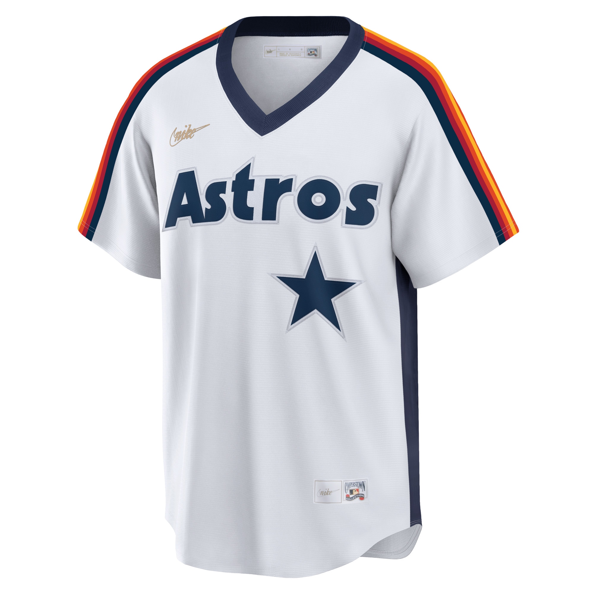 Alternative view of Men's Houston Astros White Home Cooperstown Collection Player Baseball Jersey 