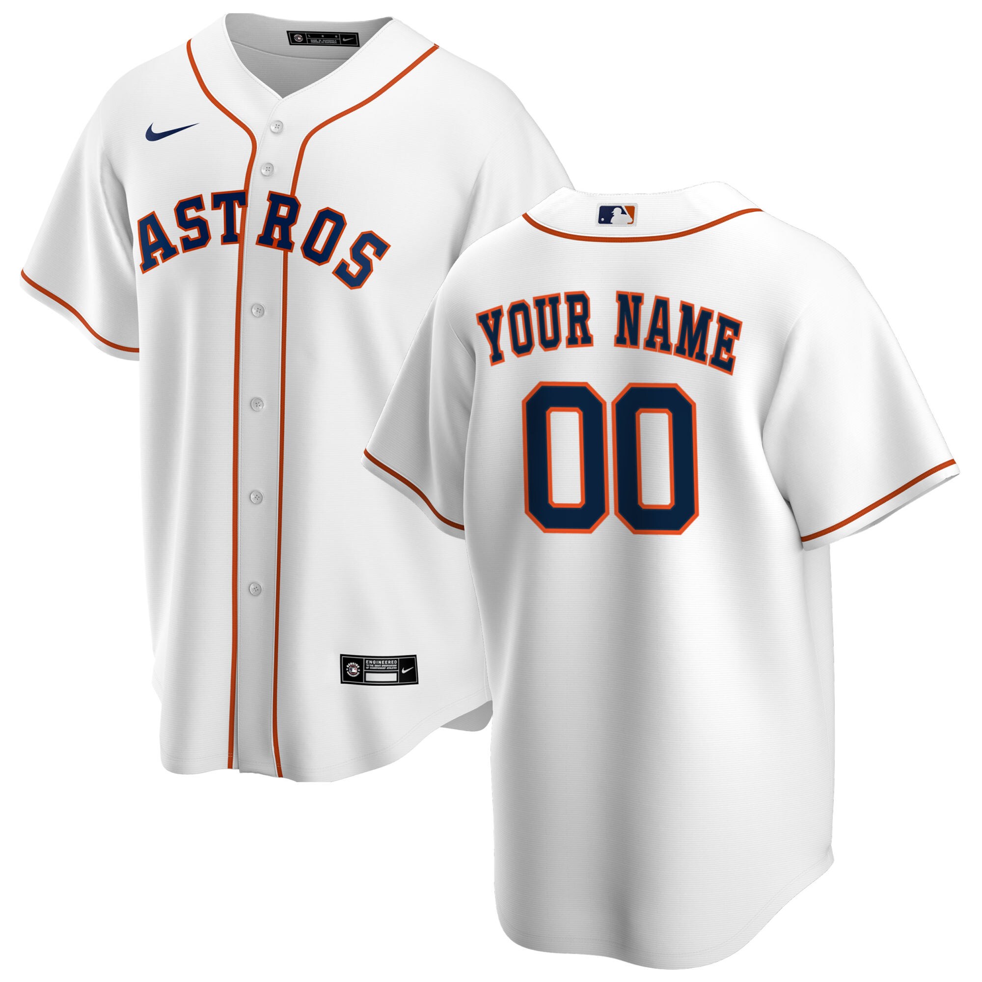 Men's Houston Astros White Home Custom Baseball Jersey 
