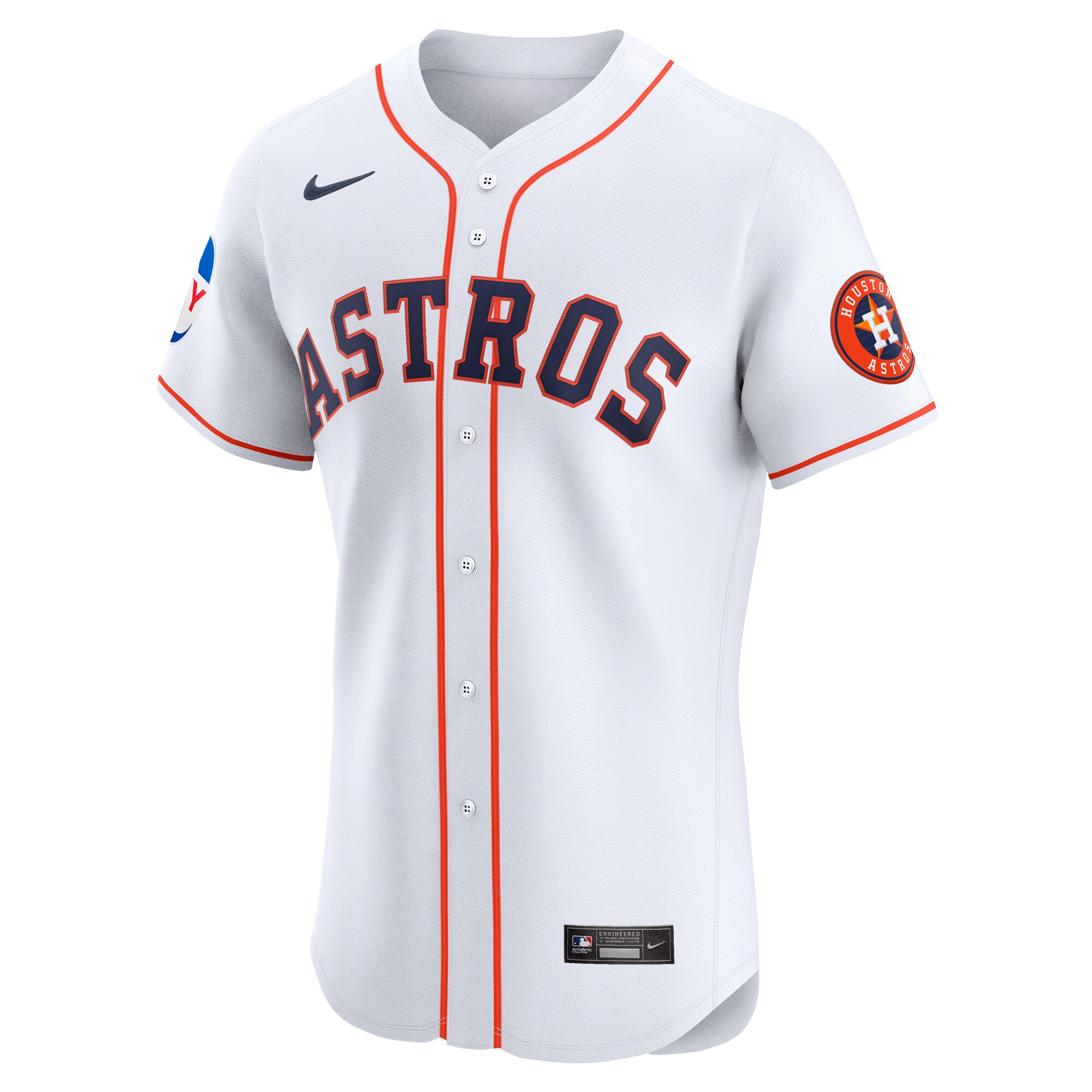 Alternative view of Men's Houston Astros White Home Elite Patch Baseball Jersey 