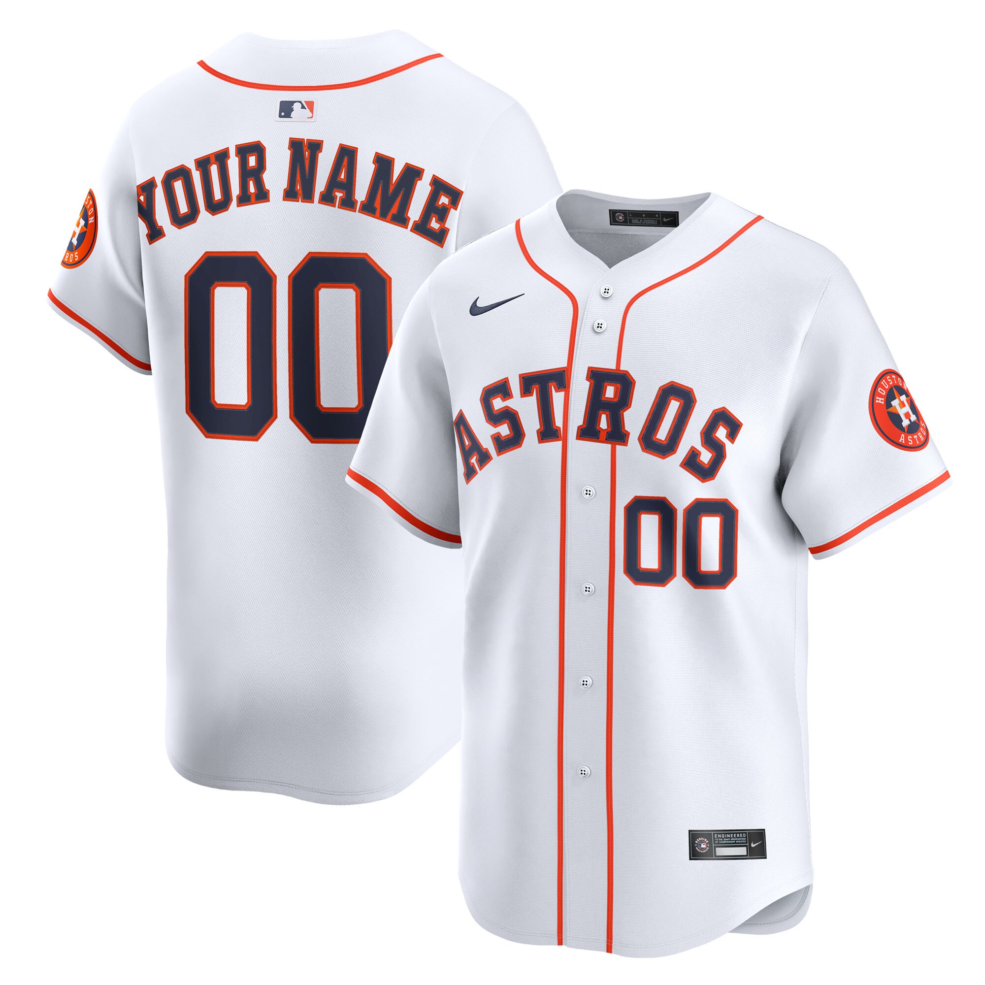 Men's Houston Astros White Home Limited Custom Baseball Jersey 