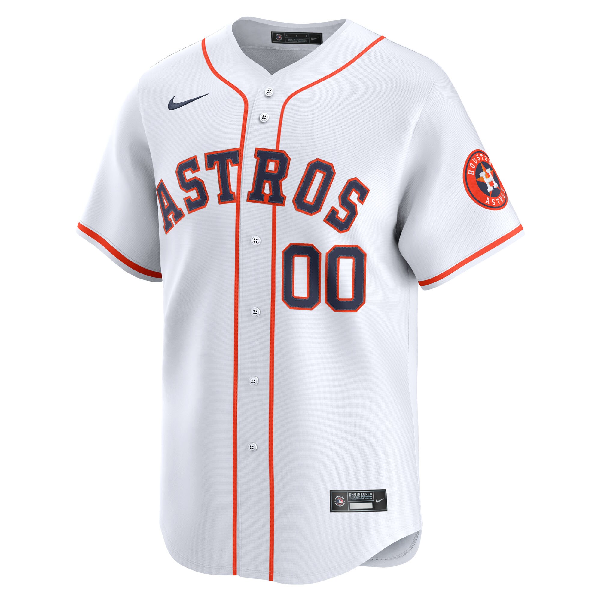 Alternative view of Men's Houston Astros White Home Limited Custom Baseball Jersey 