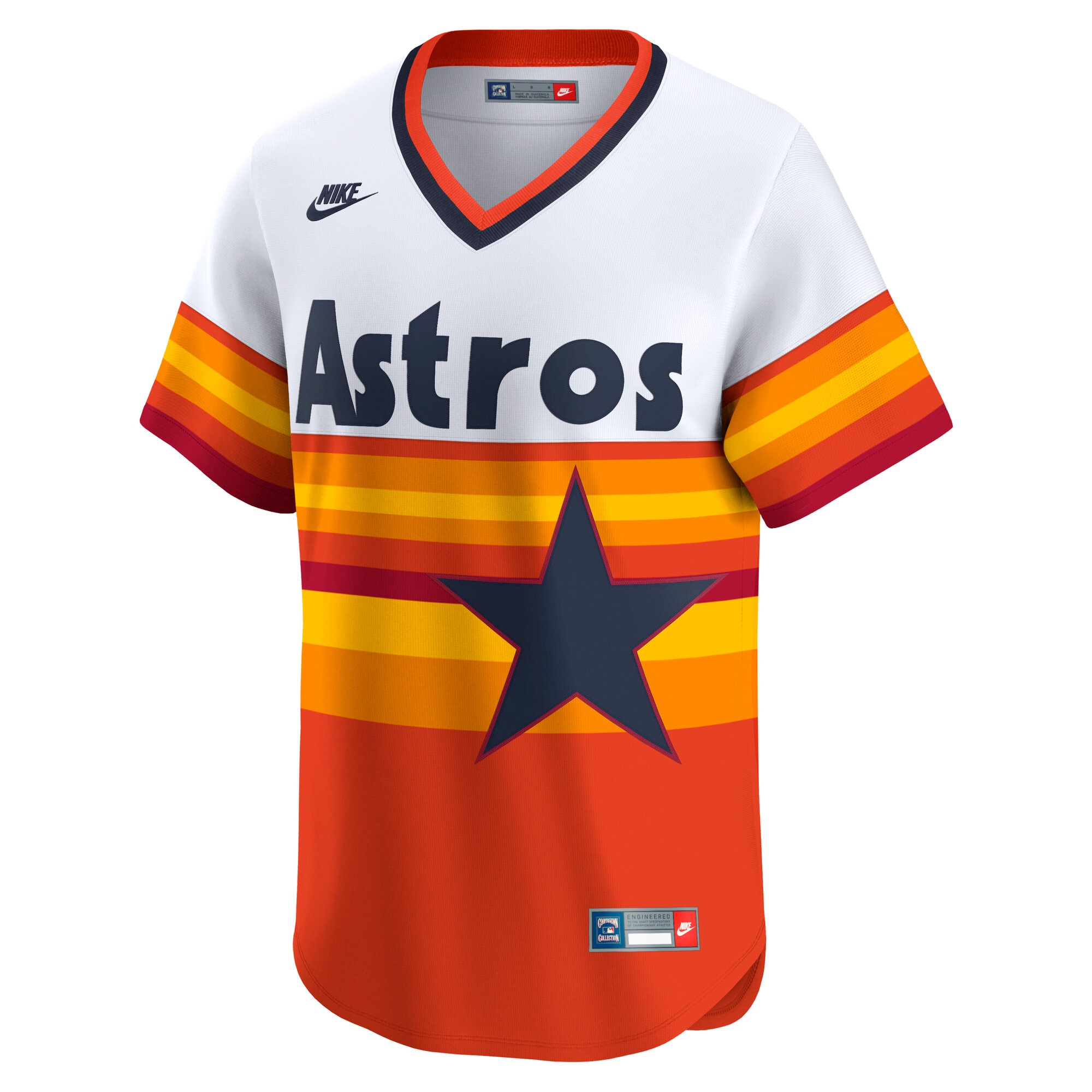 Alternative view of Men's Houston Astros White Throwback Cooperstown Collection Limited Baseball Jersey 