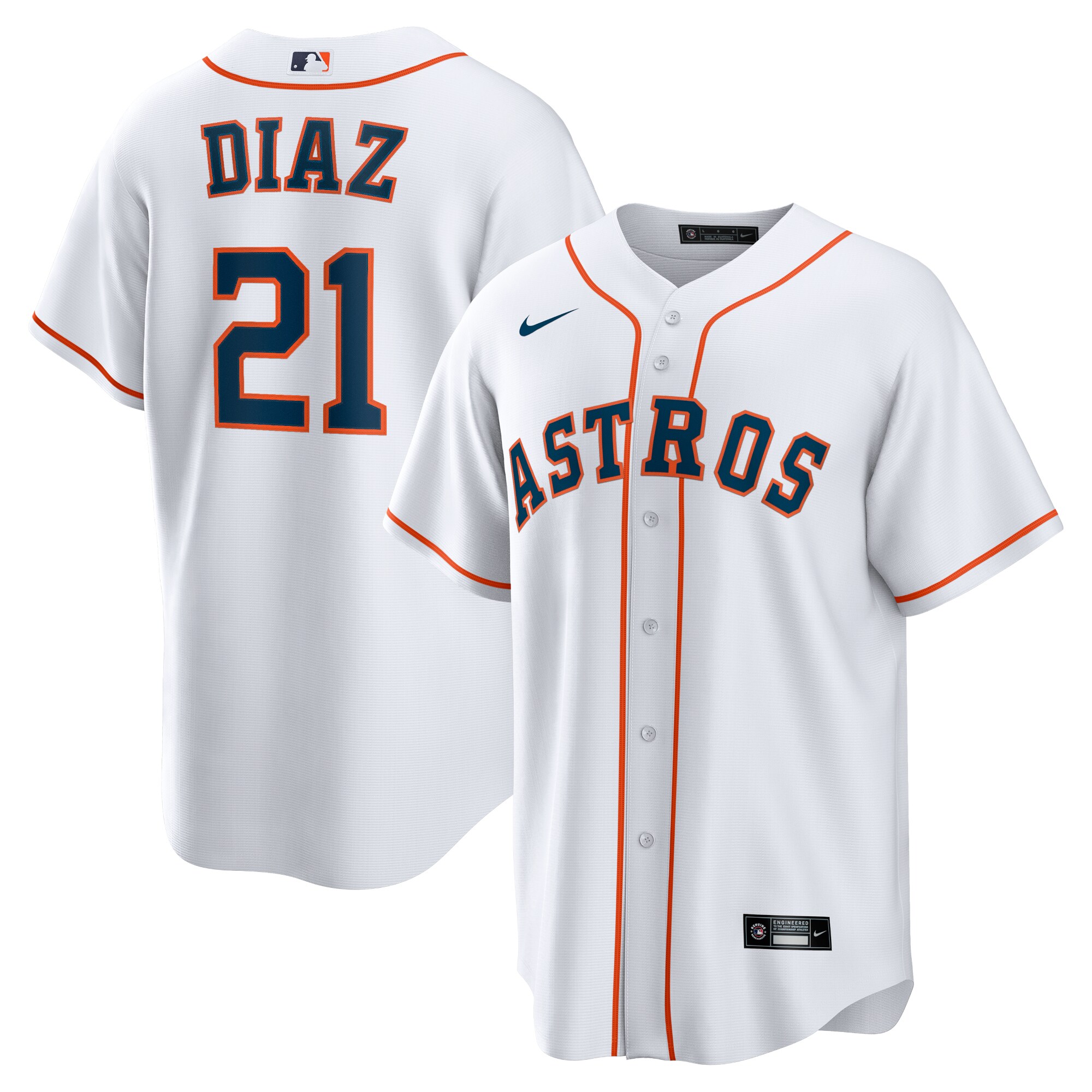 Men's Houston Astros Yainer Diaz White Home Baseball Jersey 