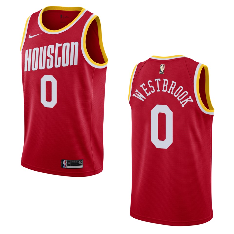 Men's Houston Rockets #0 Russell Westbrook Hardwood Classics Swingman Basketball Jersey - Red