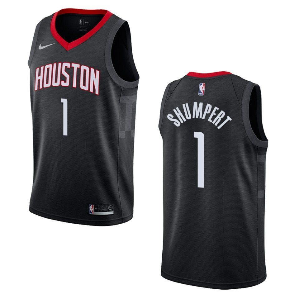 Men's Houston Rockets 1 Iman Shumpert Statement Swingman Basketball Jersey - Black - JS298 