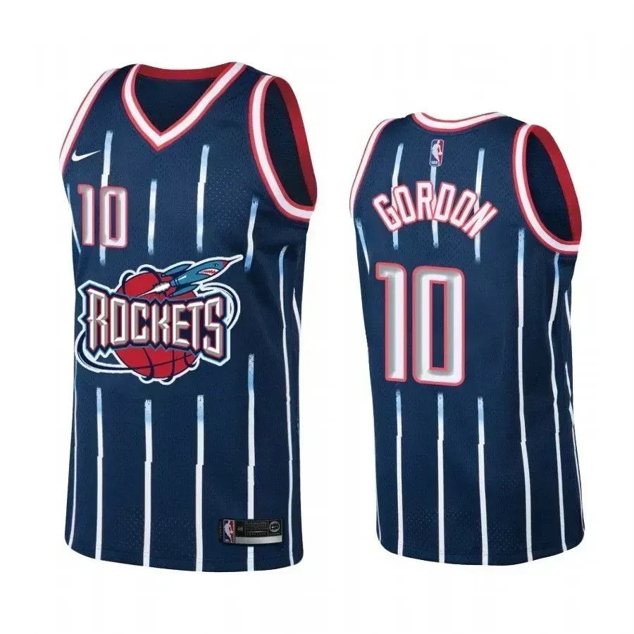 Men's Houston Rockets 10 Eric Gordon Navy Hardwood Classics Basketball Jersey - JS666 