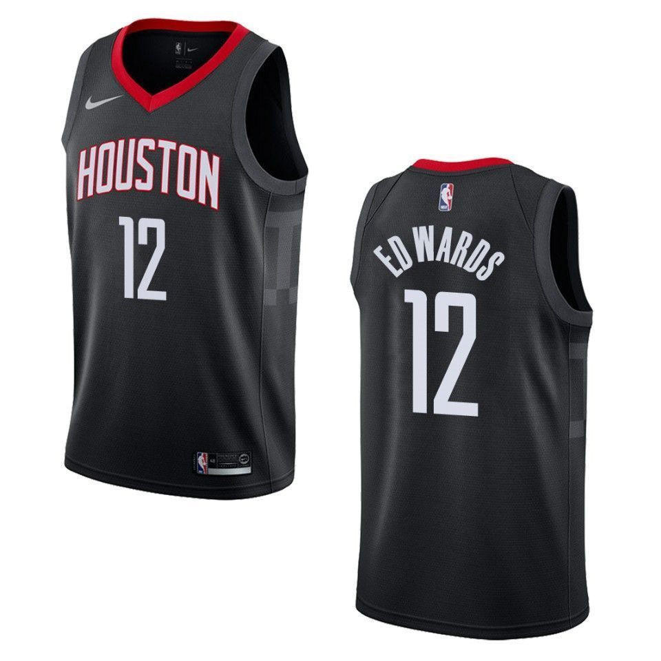 Men's Houston Rockets 12 Vincent Edwards Statement Swingman Basketball Jersey - Black - JS474 