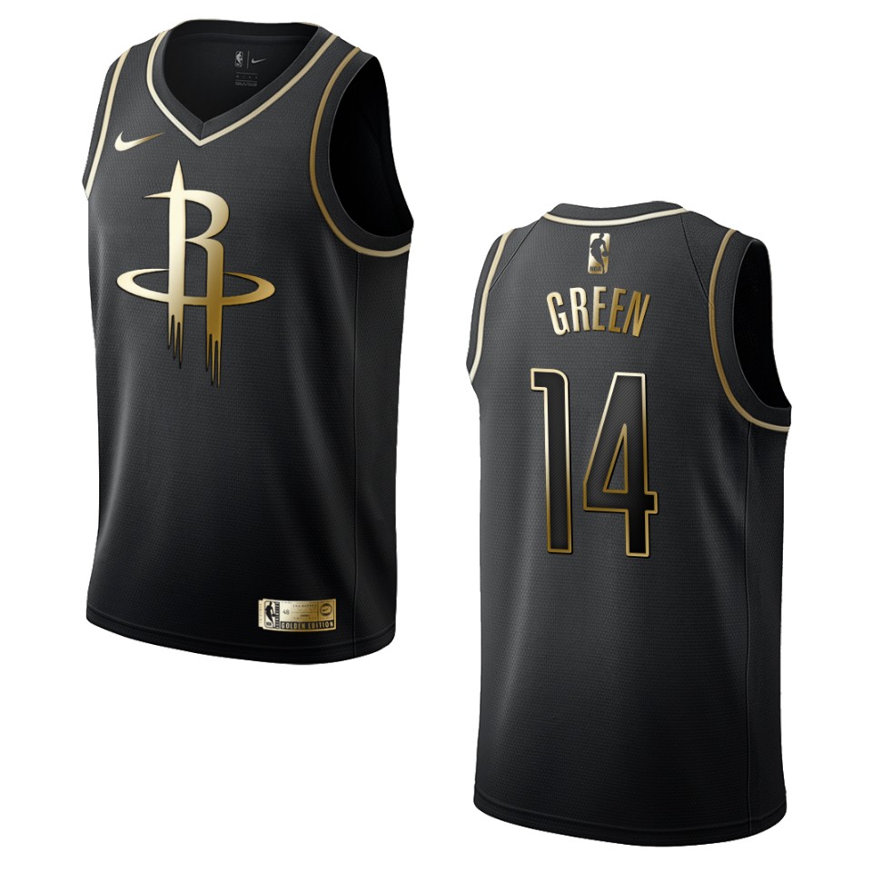 Men’s Houston Rockets #14 Gerald Green Golden Edition Basketball Jersey – Black