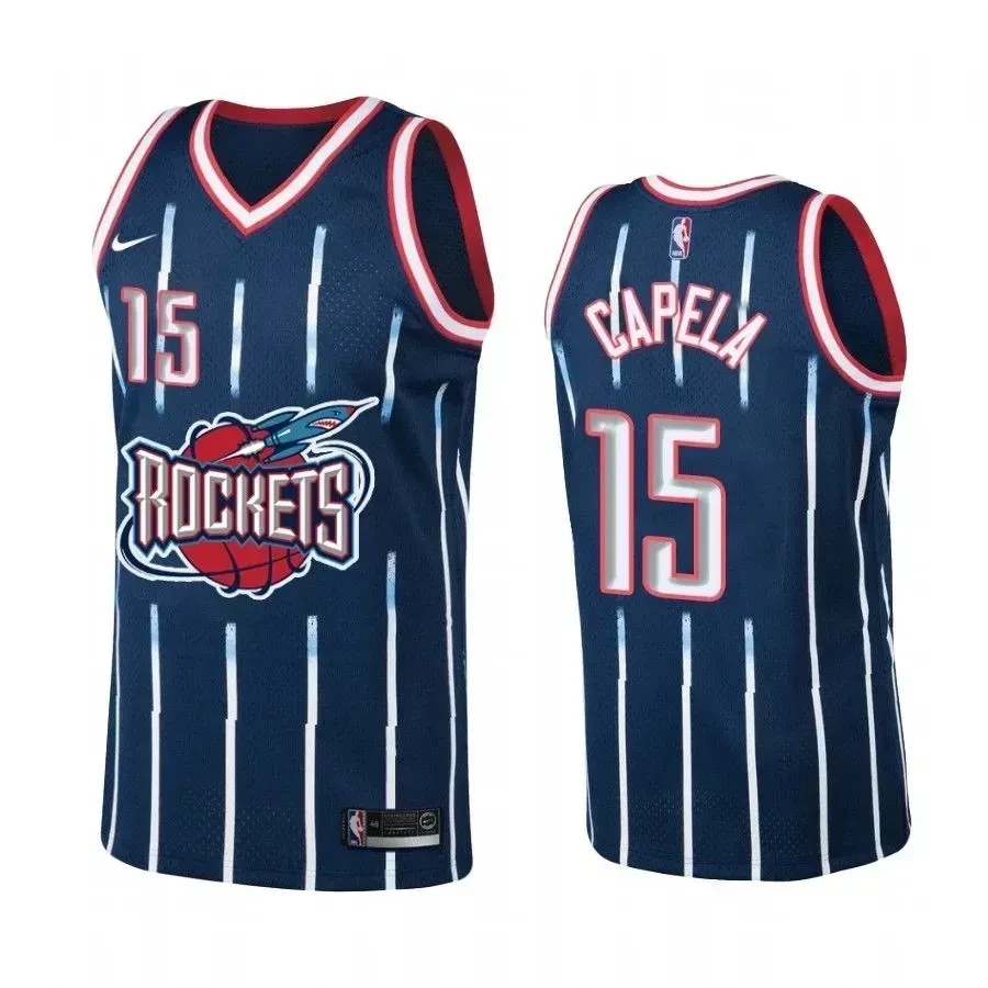 Men's Houston Rockets 15 Clint Capela Navy Hardwood Classics Basketball Jersey - JS219 